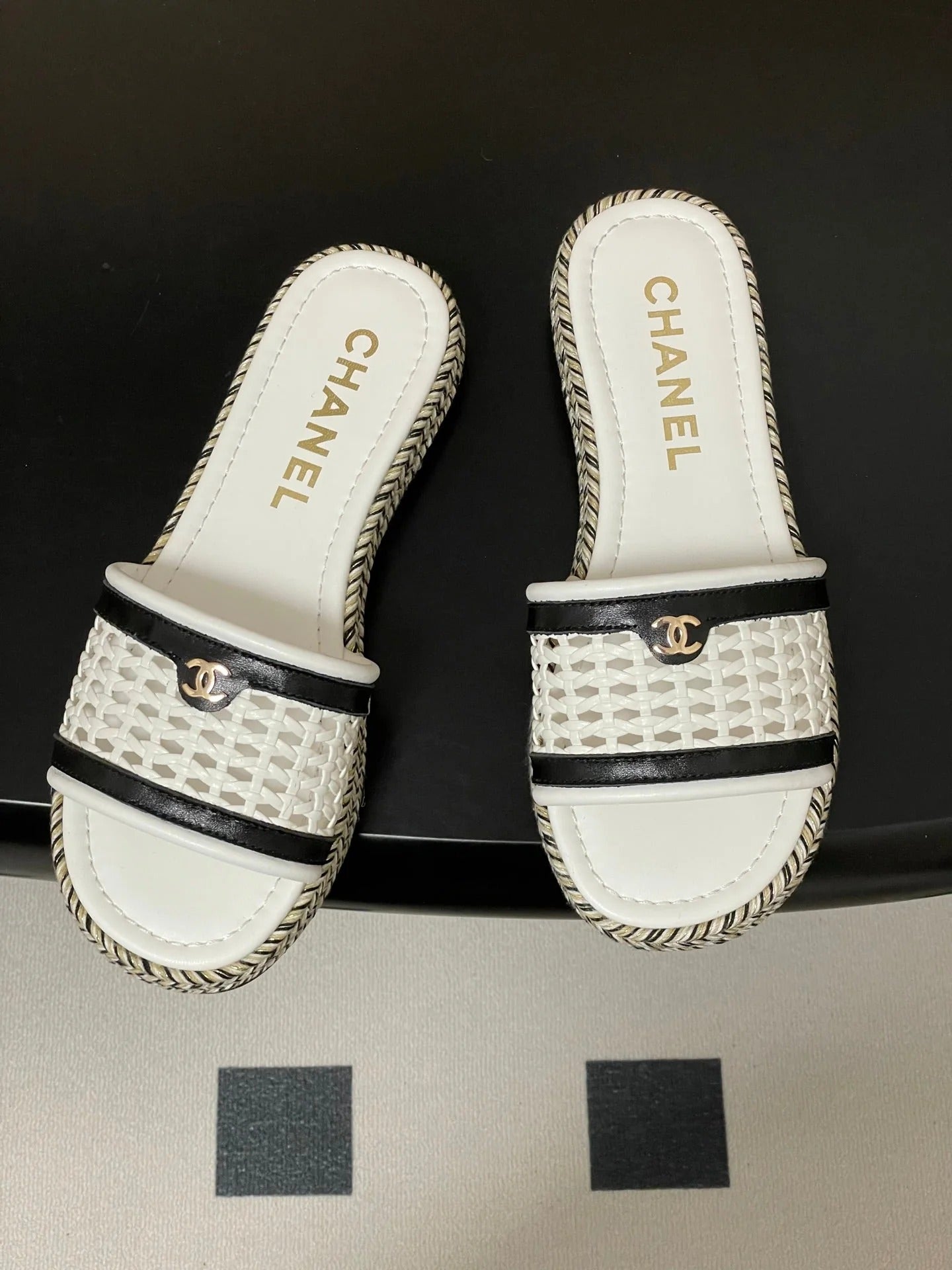 CC 26s Platform Slippers White Cowhide 649458