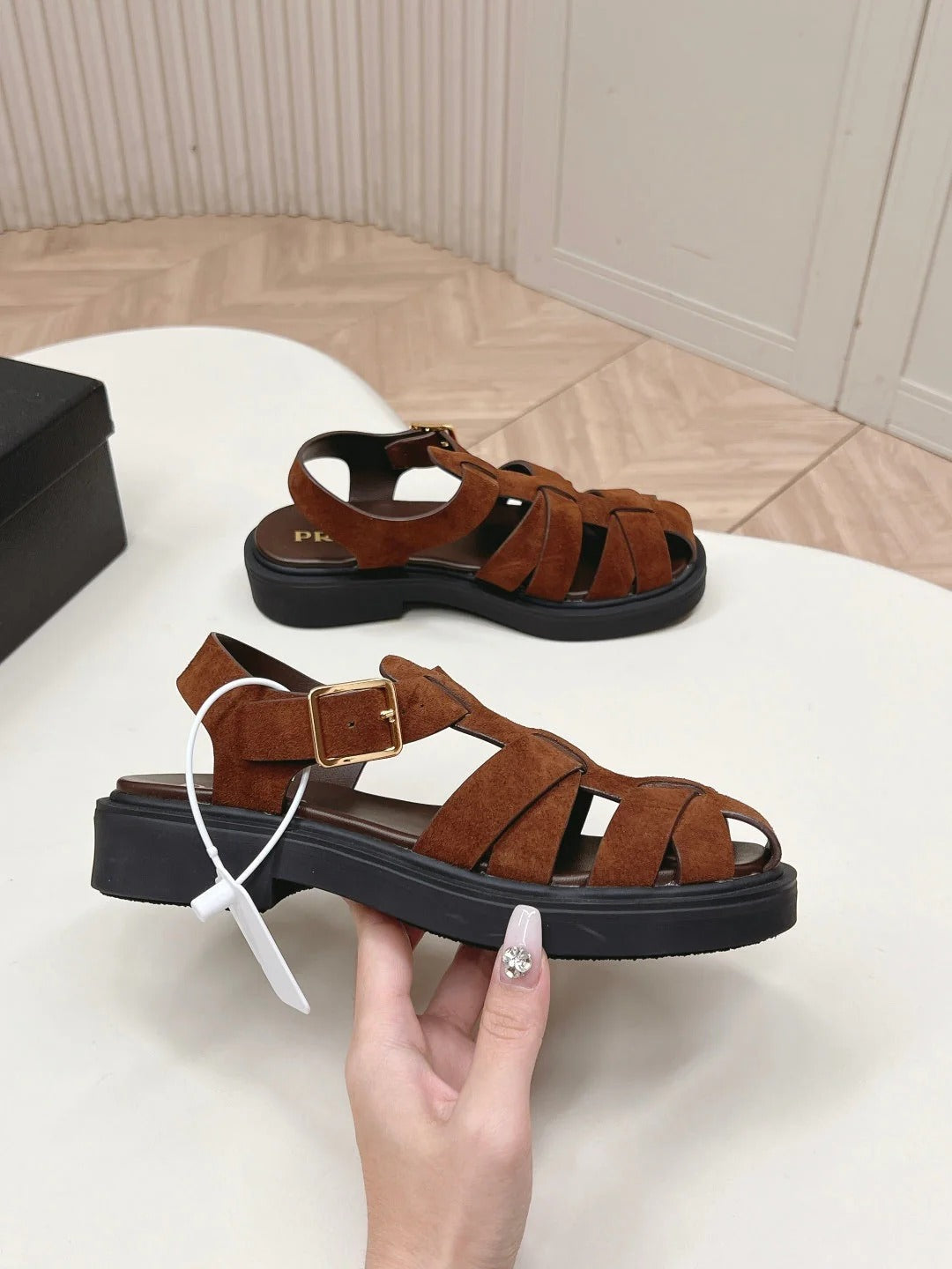 Prada 2026 Sandal Brown Suede 858024
