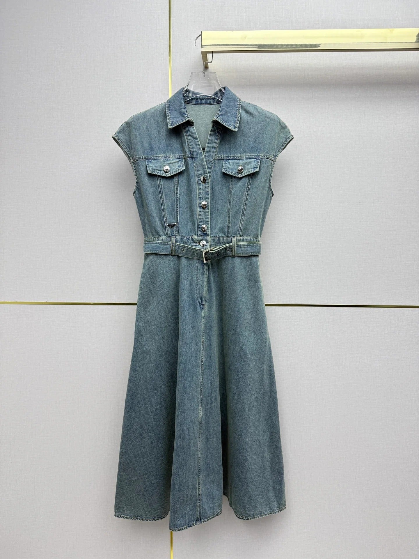 Prada 2026 Denim Dress Blue and Navy Blue Cotton 354716