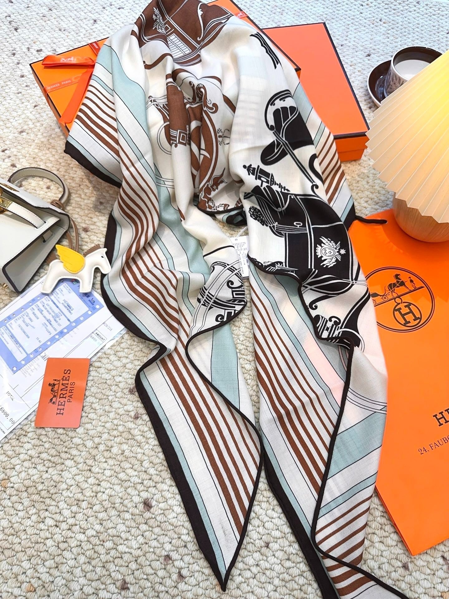HERMES 25S SCARF 140 IN CASHMERE SILK 854529