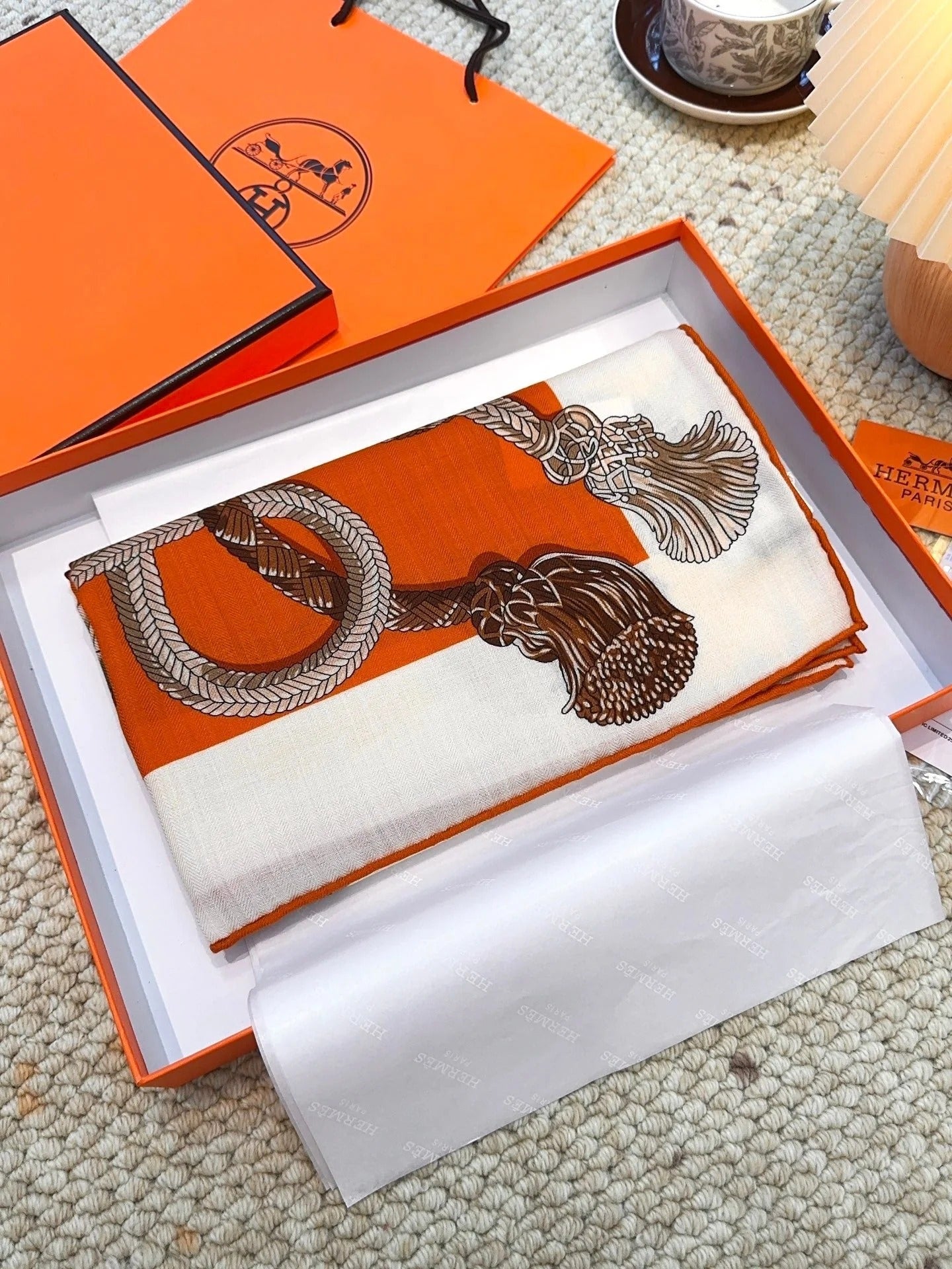 HERMES 25S SCARF 140 IN CASHMERE SILK 854539
