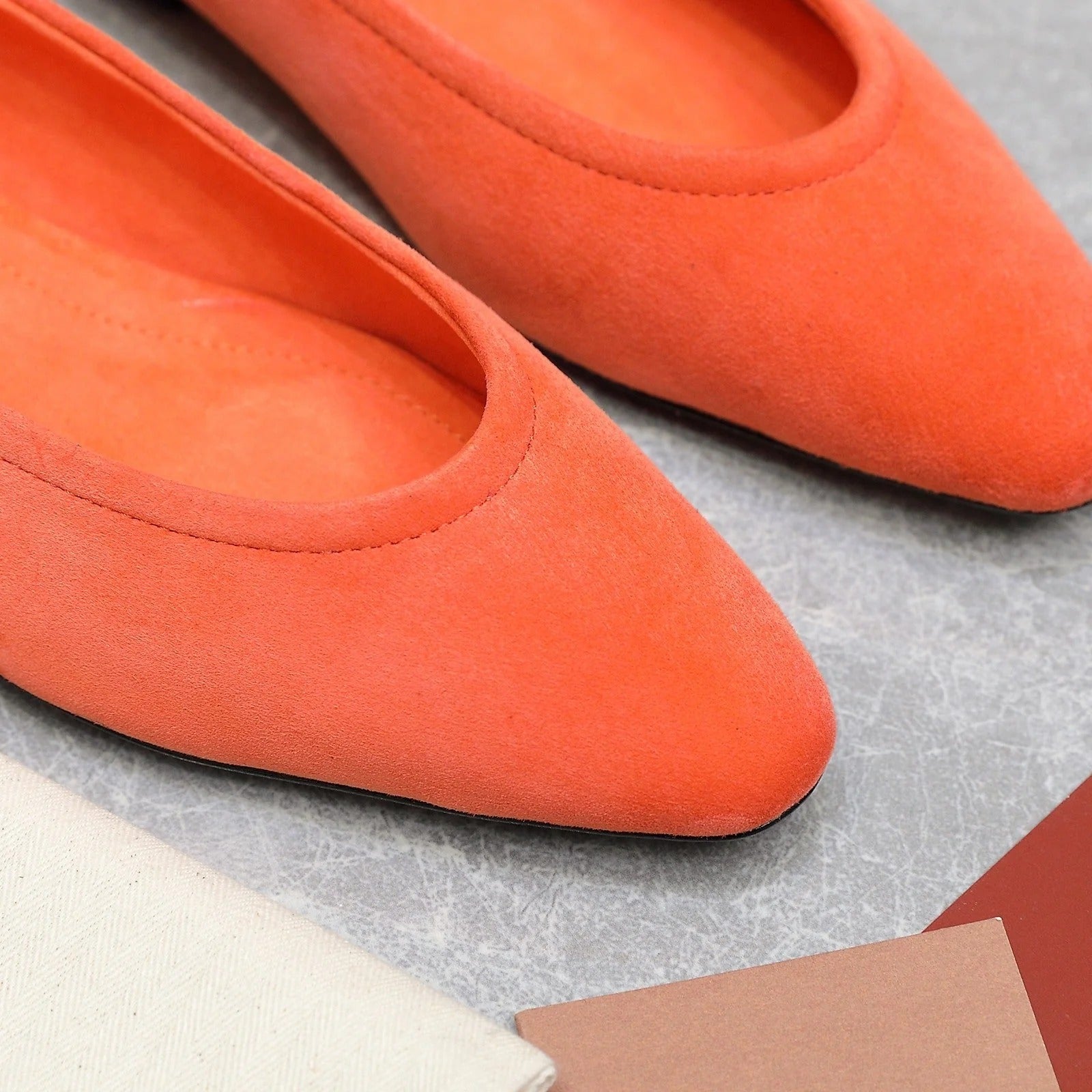 Classic Ballet Shoes In Orange Suede