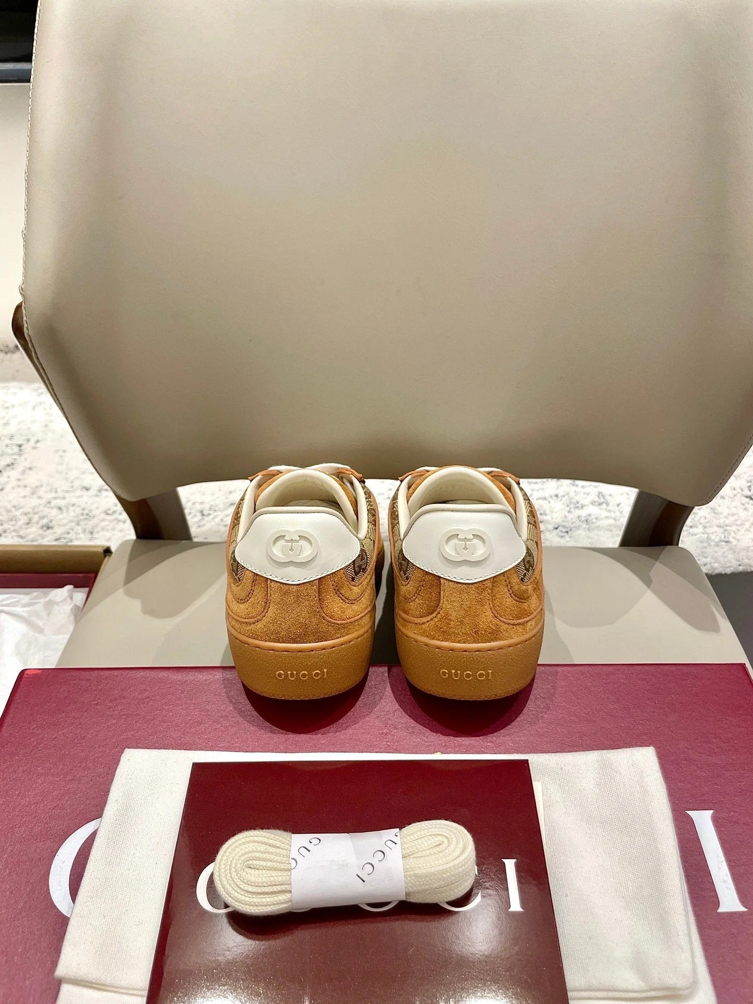 GG 26 Sneaker Camel Brown Canvas Suede 632820