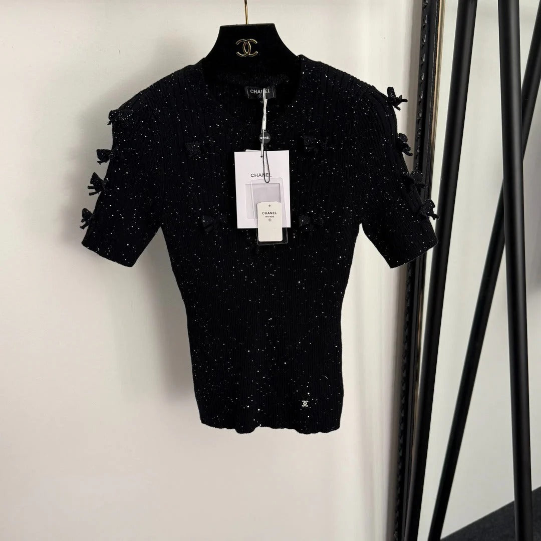 CHANEL 25S SHORT-SLEEVE PULLOVER SWEATER 339