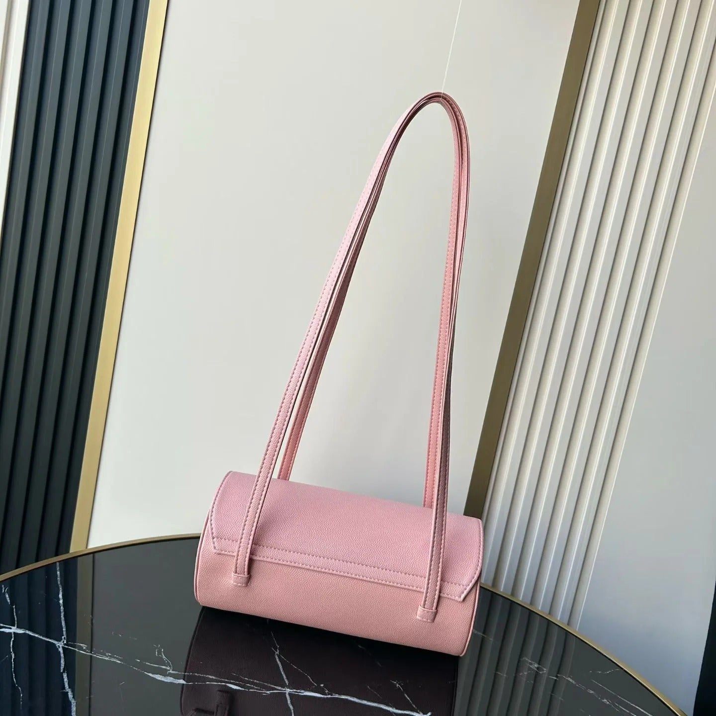 Chanel 2026 Bowling Ball Cylinder Bag 20.5cm Pink Caviar Leather 345494