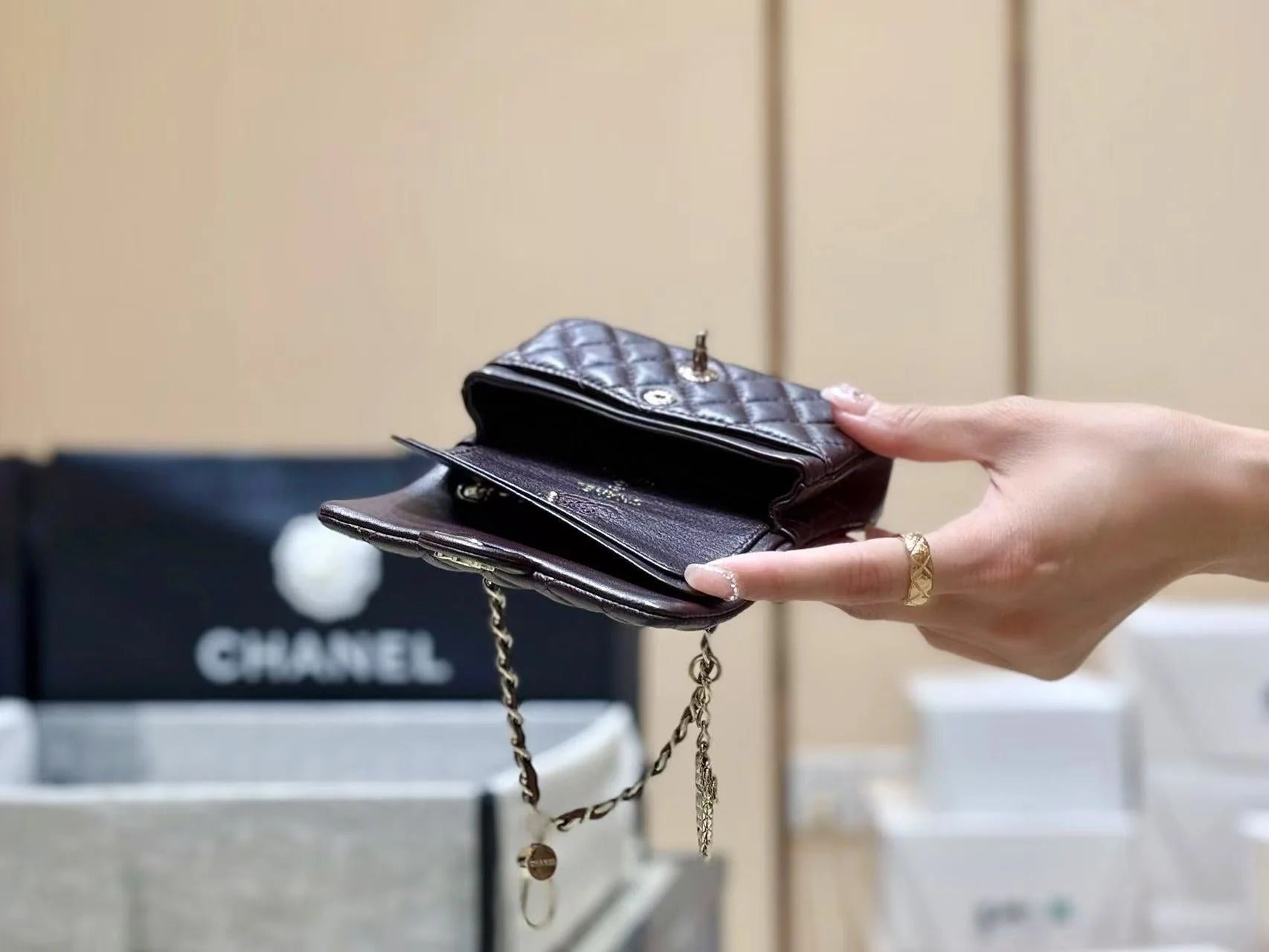 Chanel Mini Bag Wine Red Sheepskin