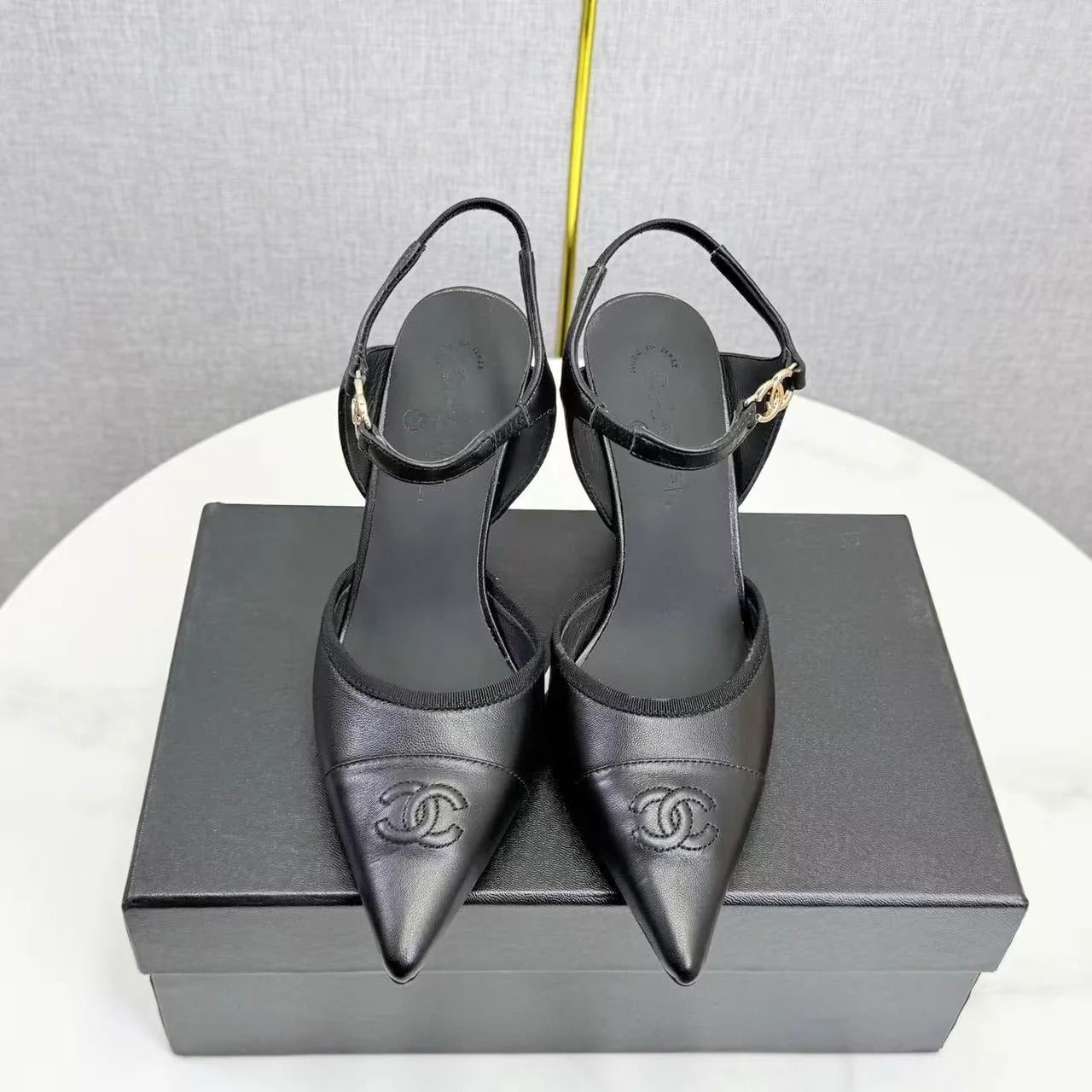Chanel 2026 Heel Slingback Black Lambskin