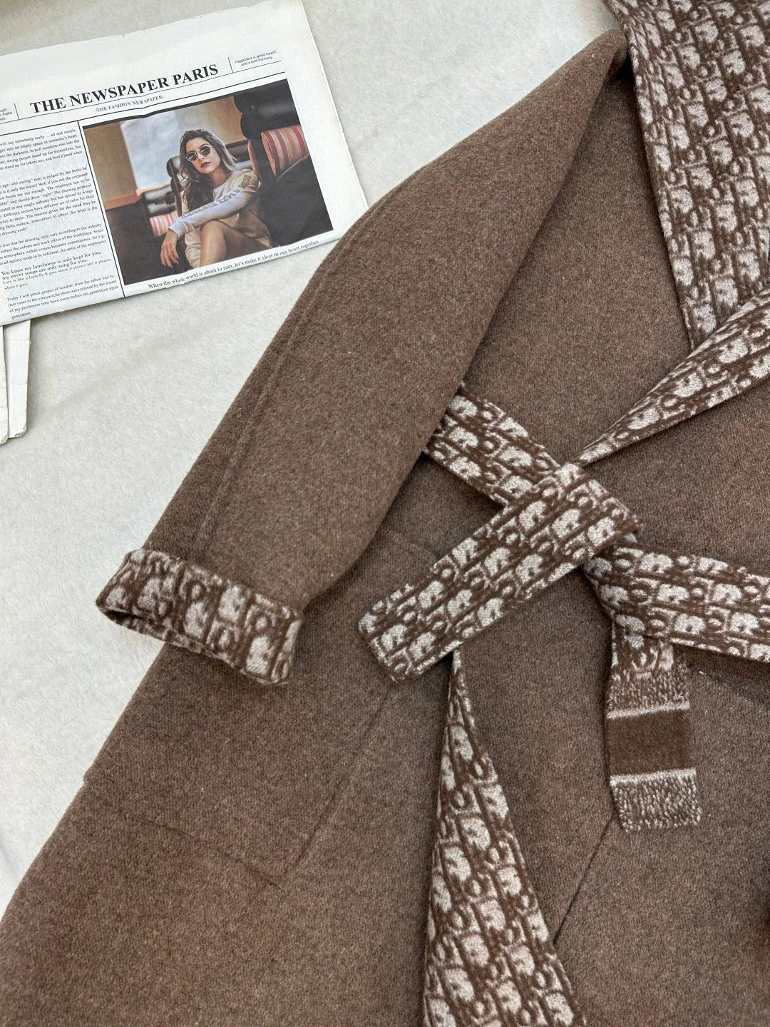 DIOR HOODED COAT IN DARK BROWN WOOL