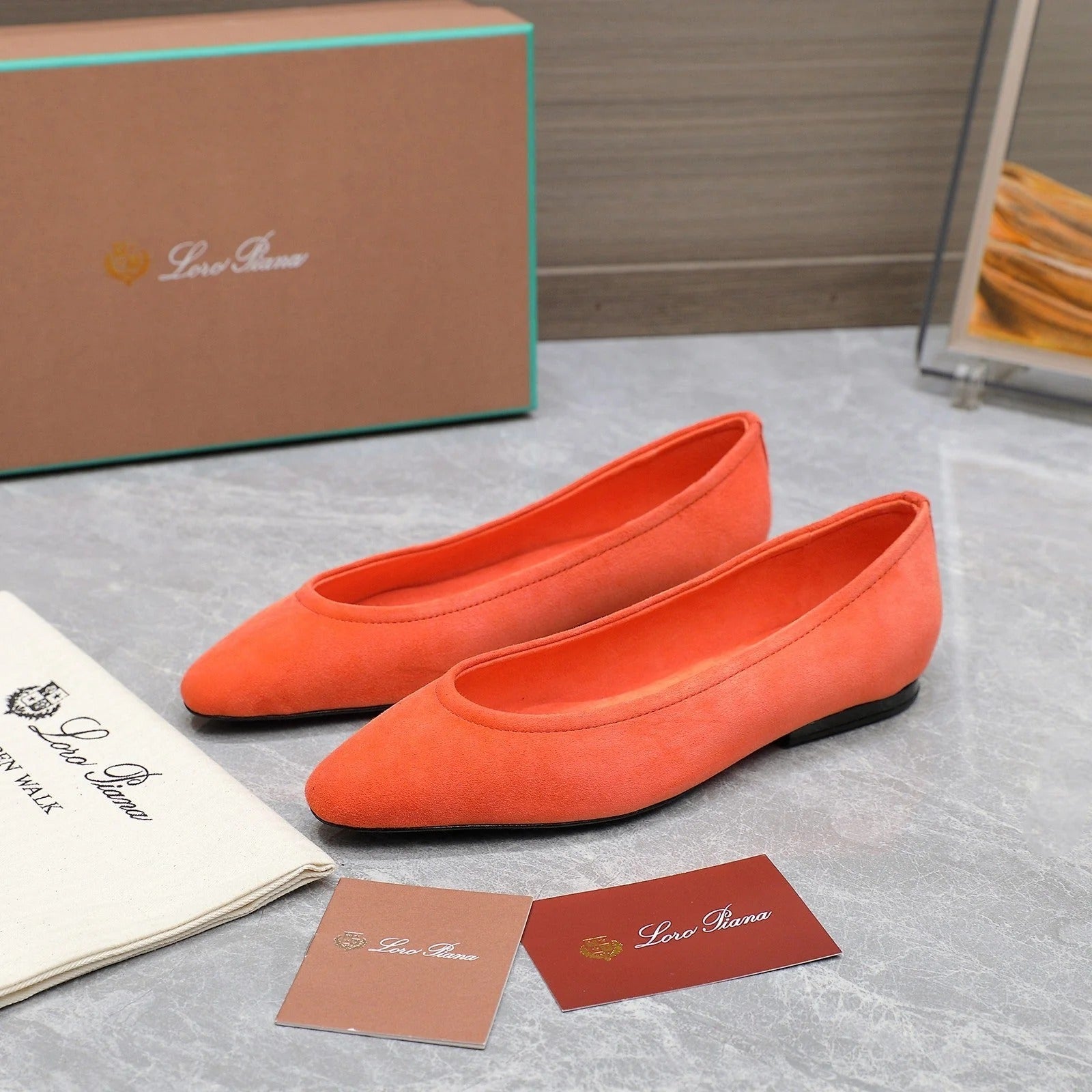 Classic Ballet Shoes In Orange Suede
