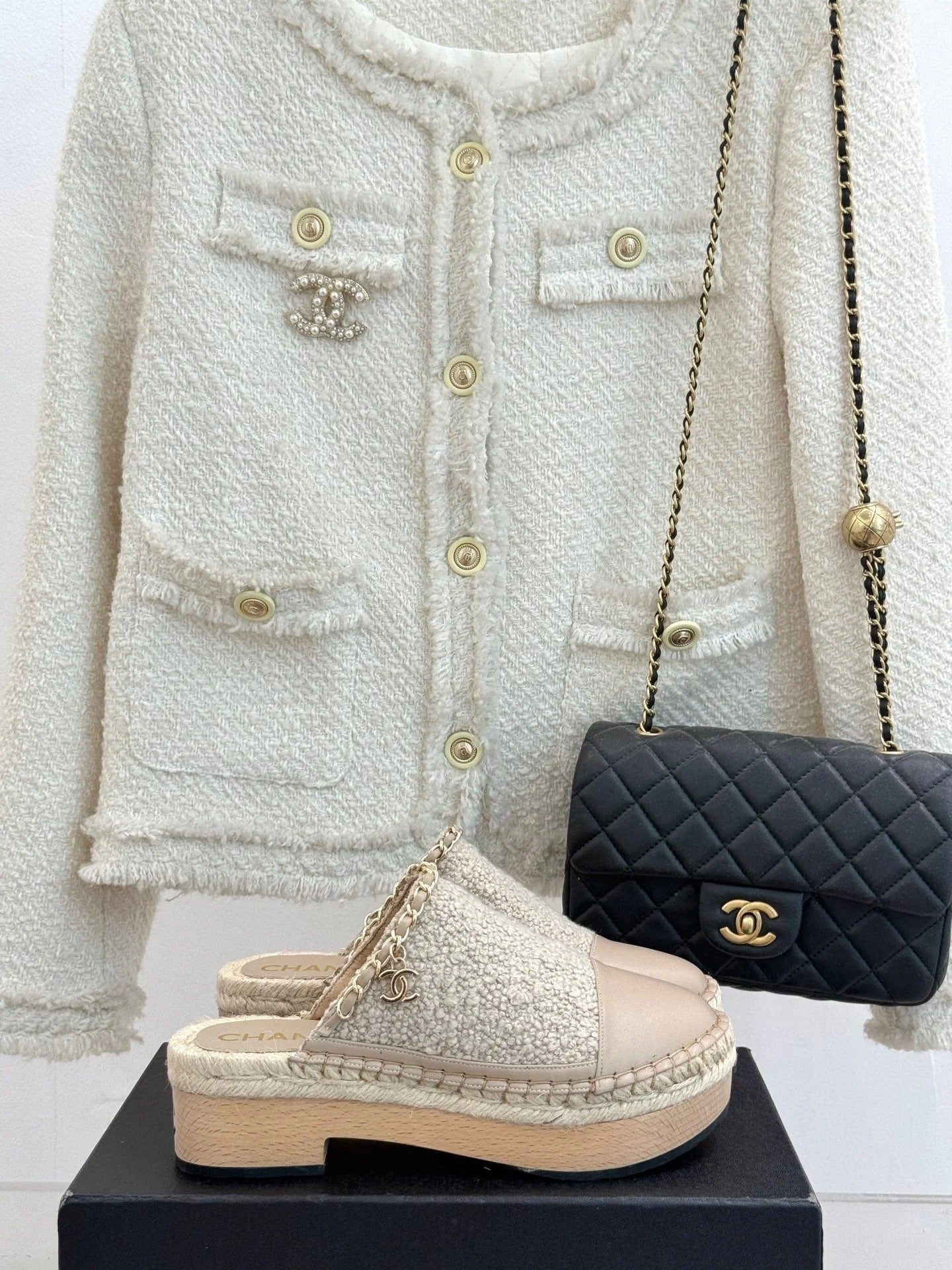 CC Mules 25ss 30 Mm In Beige Lambskin Mix Wool