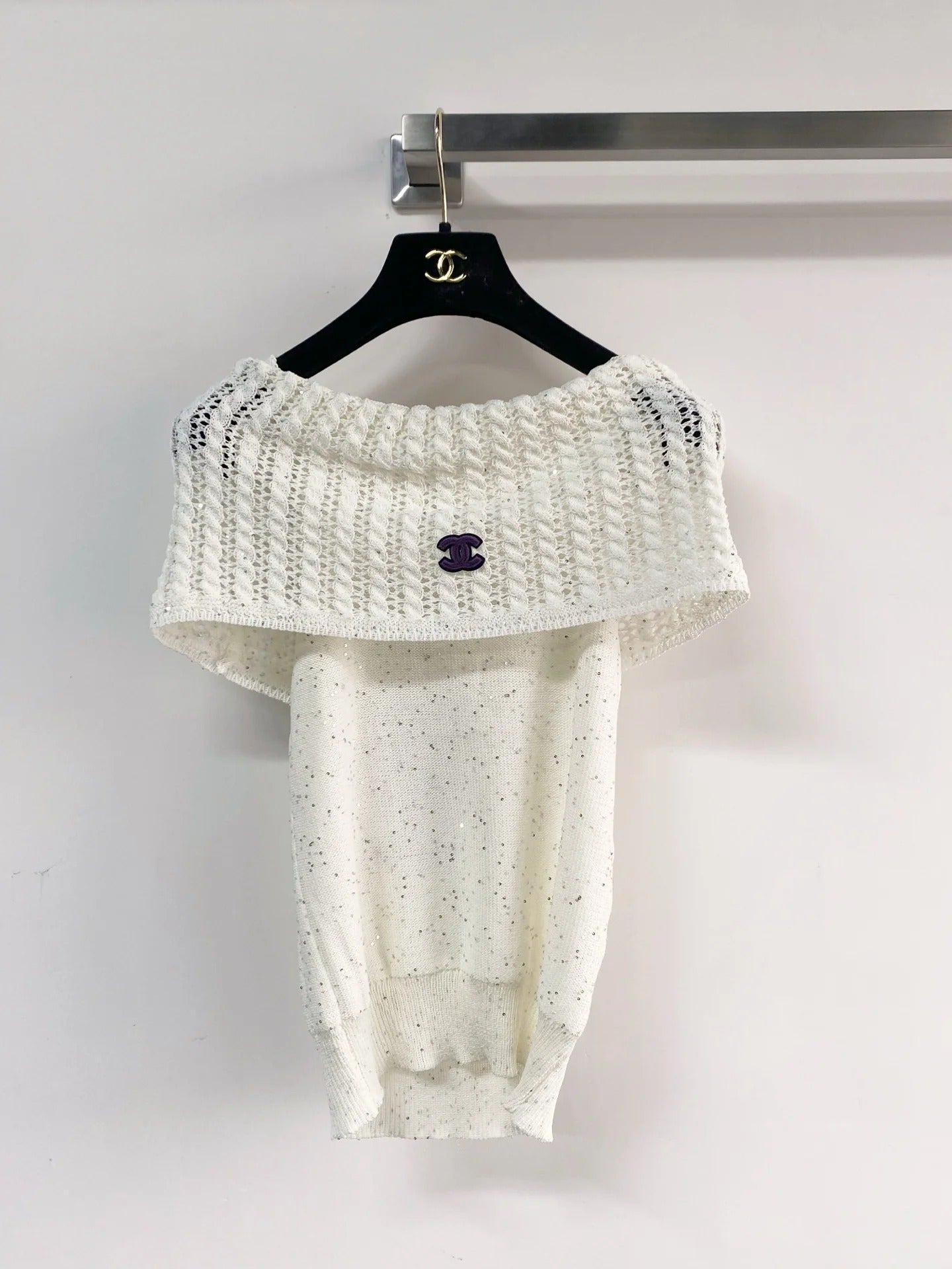 Chanel 2026 Off-the-shoulder Knitted Top Wool Cashmere
