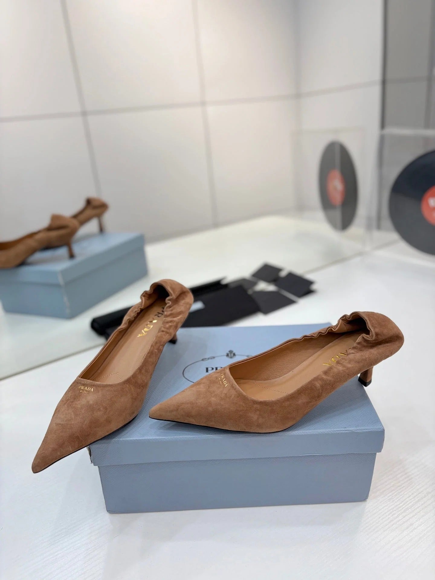 PRA 26S Pointed Toe High Heels 55 Brown Suede 627127