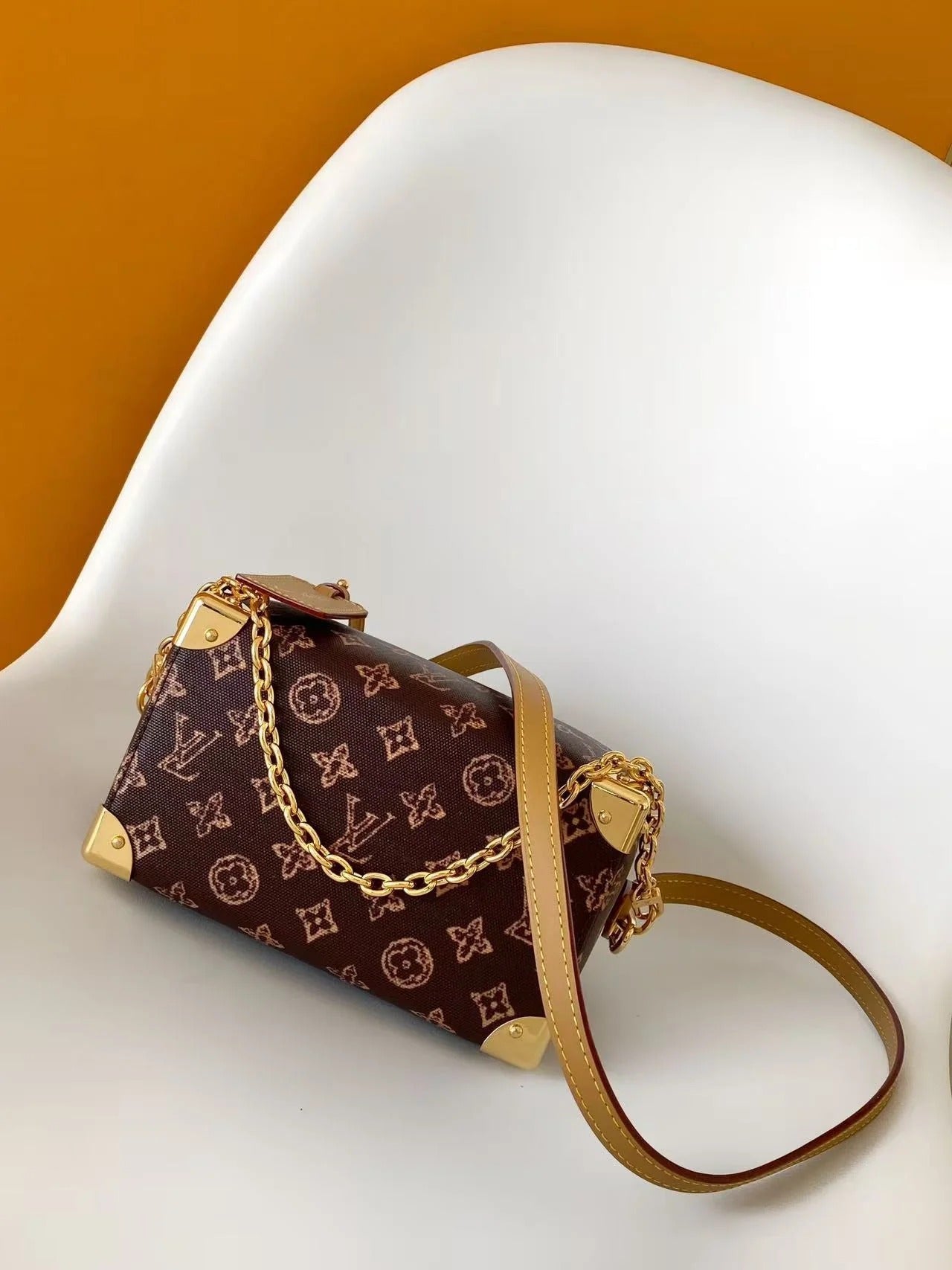 Louis Vuitton 2026 Speedy Trunk 20 Brown Tan Monogram Canvas Mix Cowhide