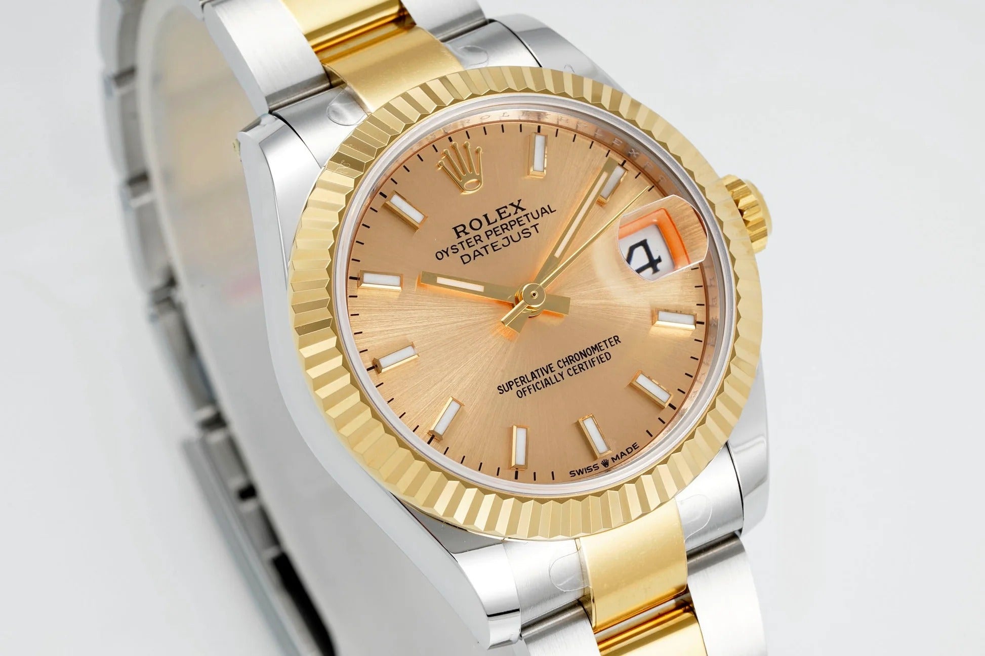 Rolex Datejust 31mm Two-Tone Yellow Gold Fluted Bezel Champagne Dial