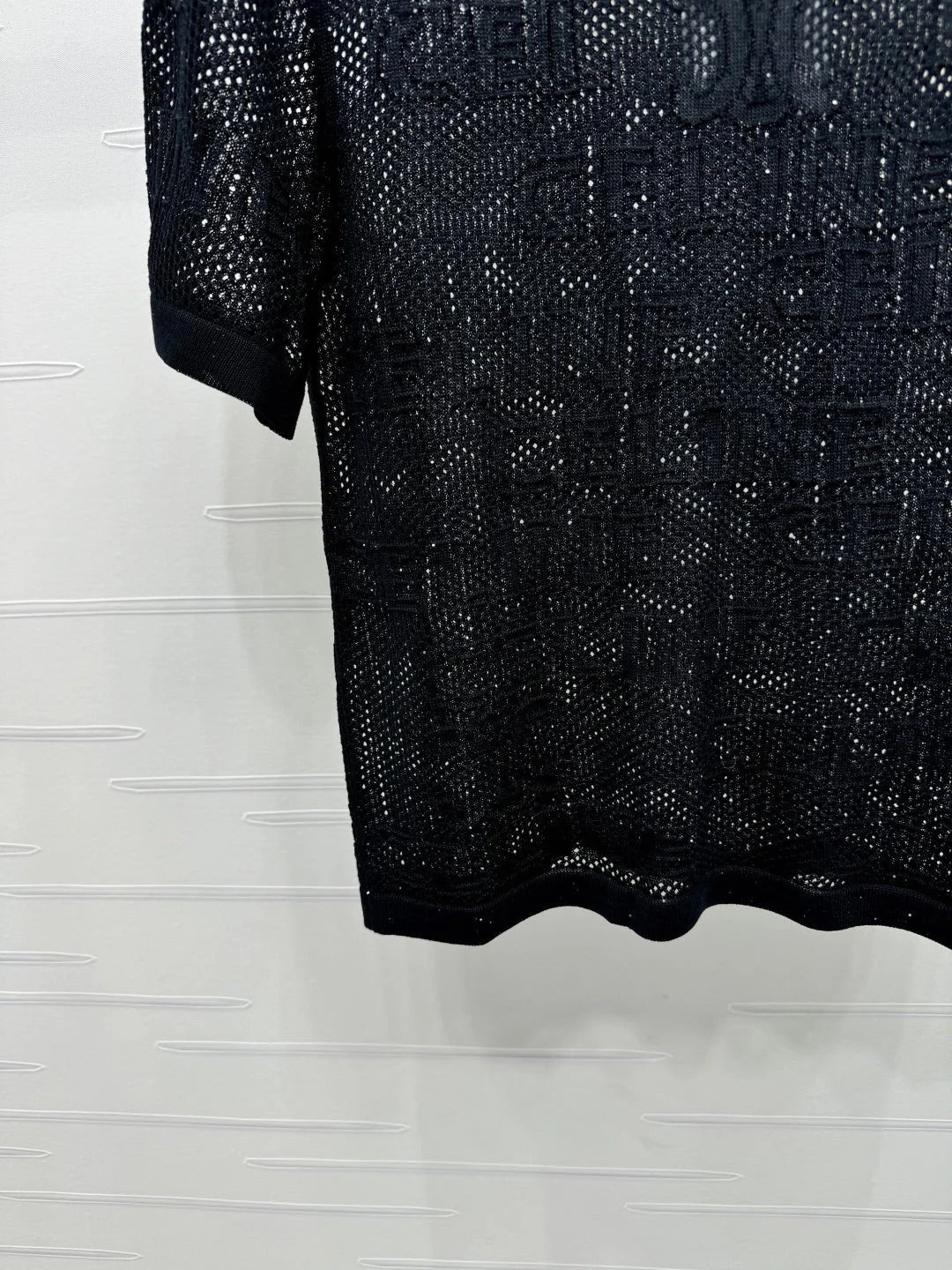 CELINE SHORT-SLEEVE CROCHET TOP BLACK 274808