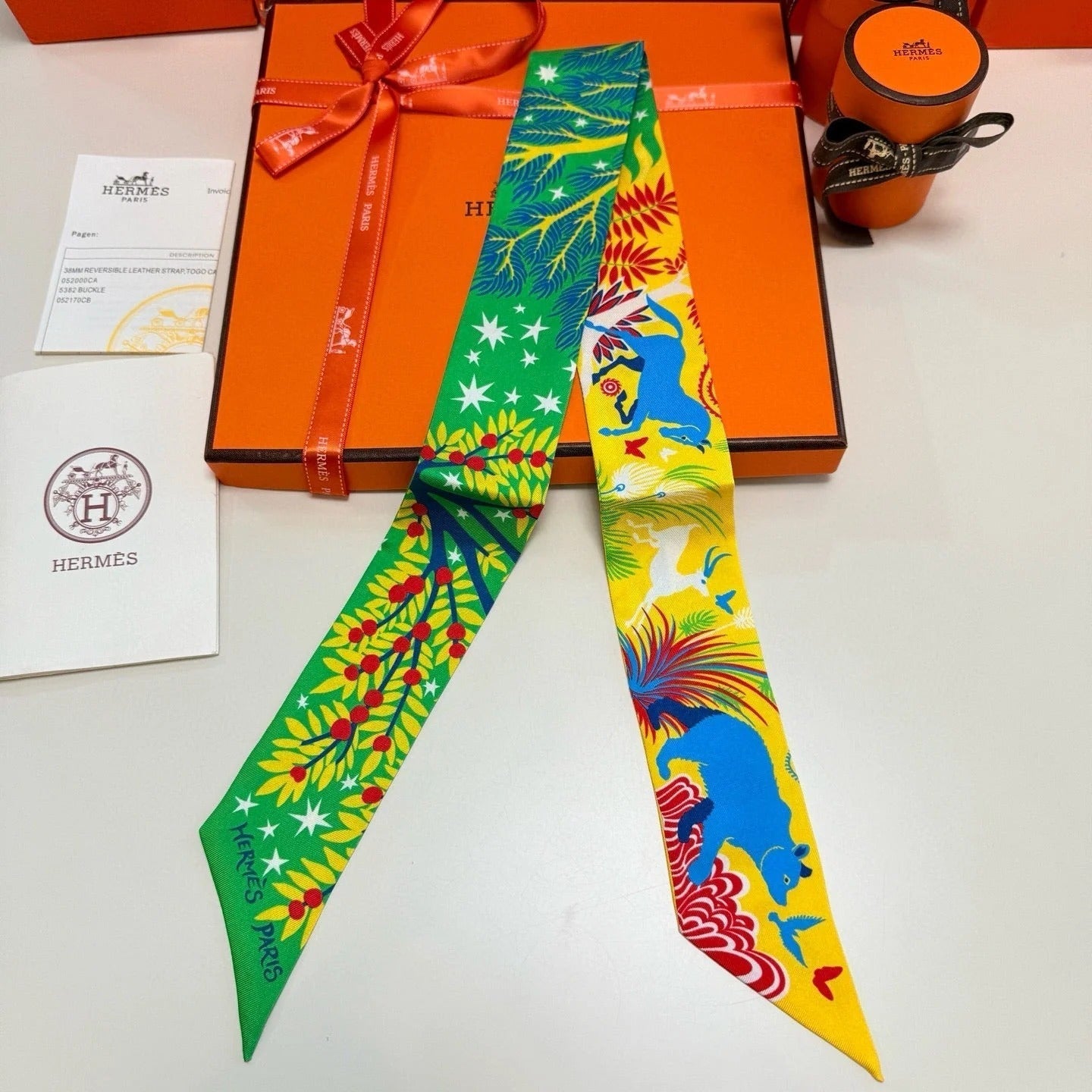 HERMES 25S SILK NECKERCHIEF 86 IN SILK 714355