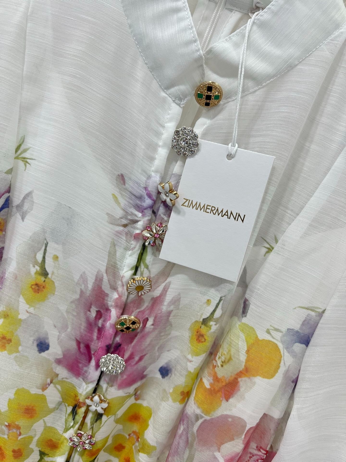 ZIMMERMANN LONG DRESS WITH A STAND COLLAR 275117