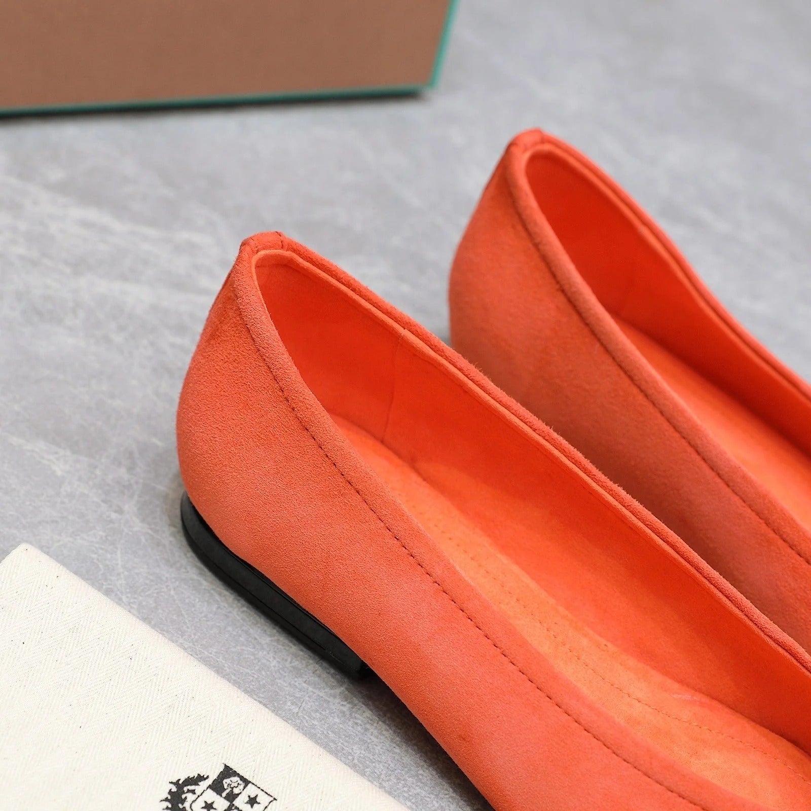 Classic Ballet Shoes In Orange Suede
