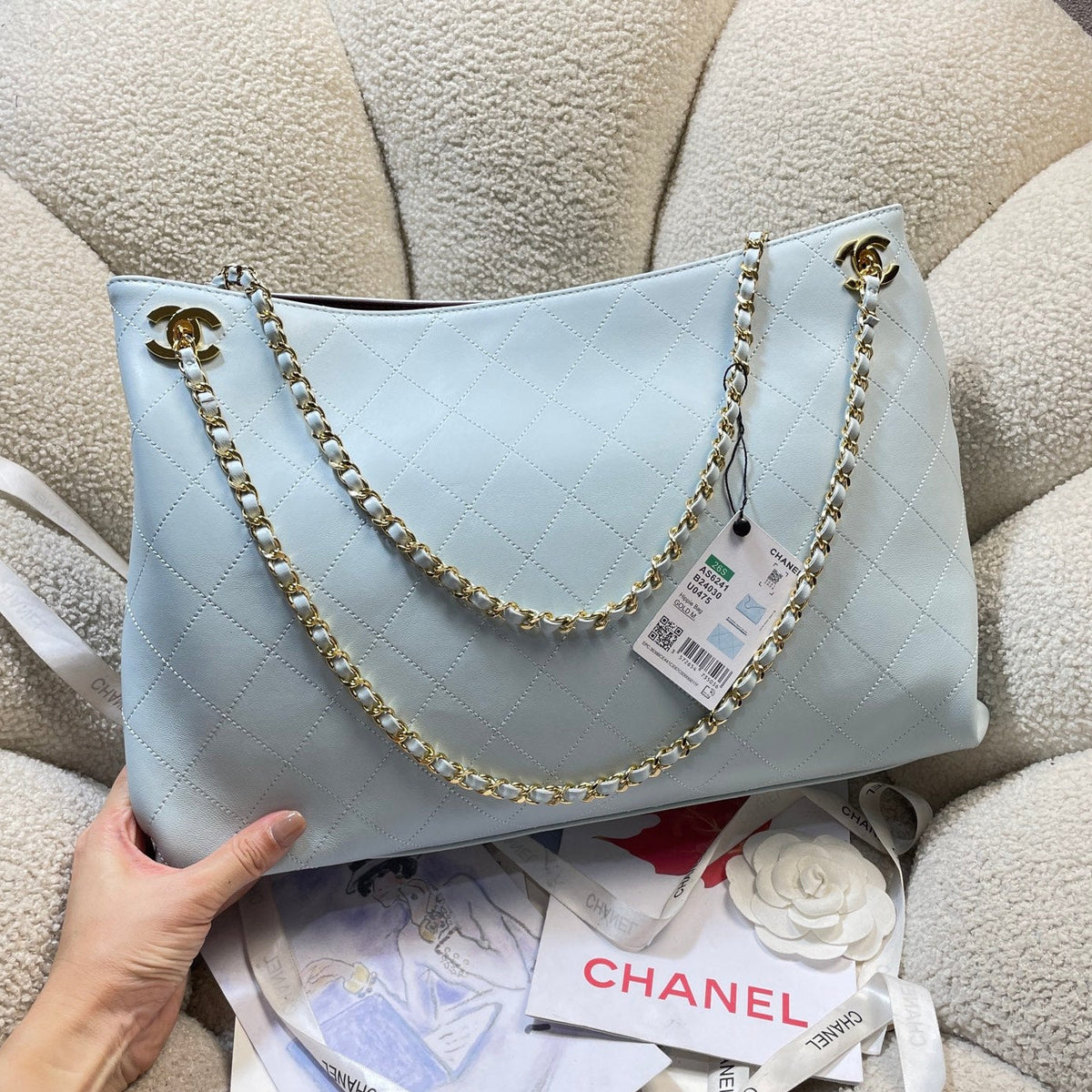 Chanel 2026 Quilted Shopping Tote Bag 40cm Suede Leather 407403