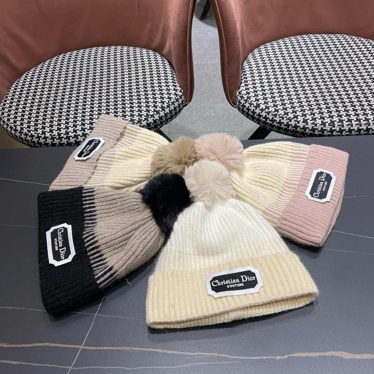 CD 26FW Color-Block Knit Beanie Knitted Wool 551991