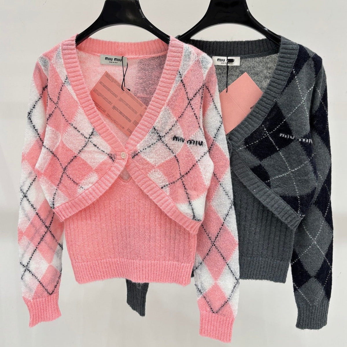 Miu 2026 Argyle Cardigan Knit 431816