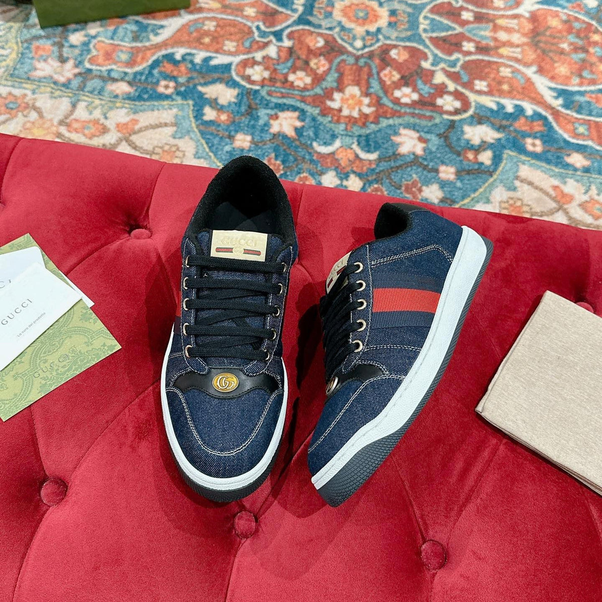 GG 26s Screener Sneaker Dark Blue Denim And Leather