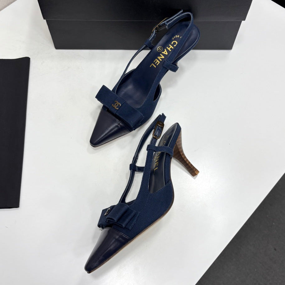 Chanel 2026 Bow Slingback 75mm Canvas Leather Suede 193798