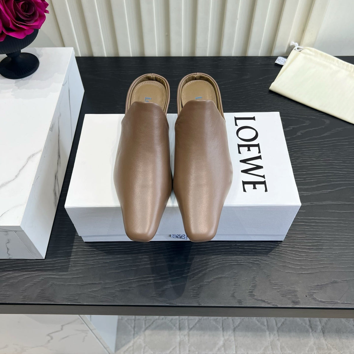 Loewe 26S Heeled Mules In Blown Calfskin
