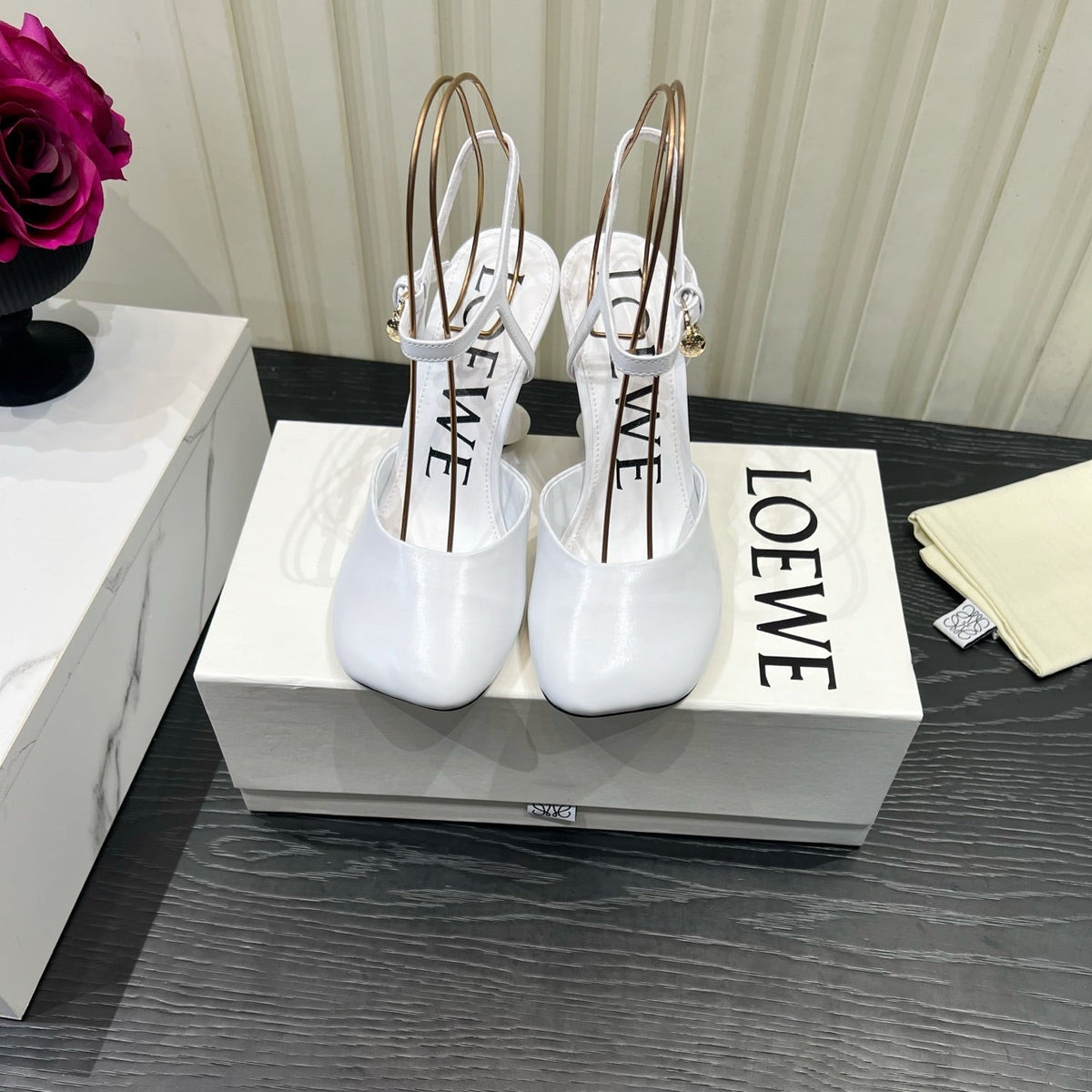 Loewe 26S High Heels 60 mm In White Calfskin