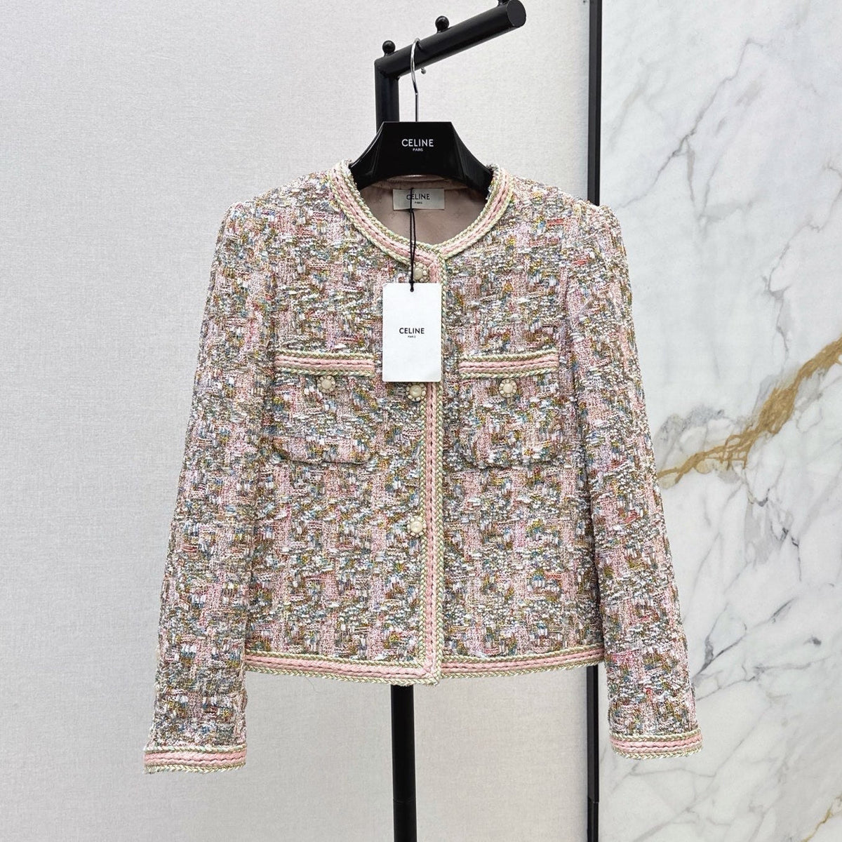 Celine 2026 Self-Portrait Jacket Pink Tweed