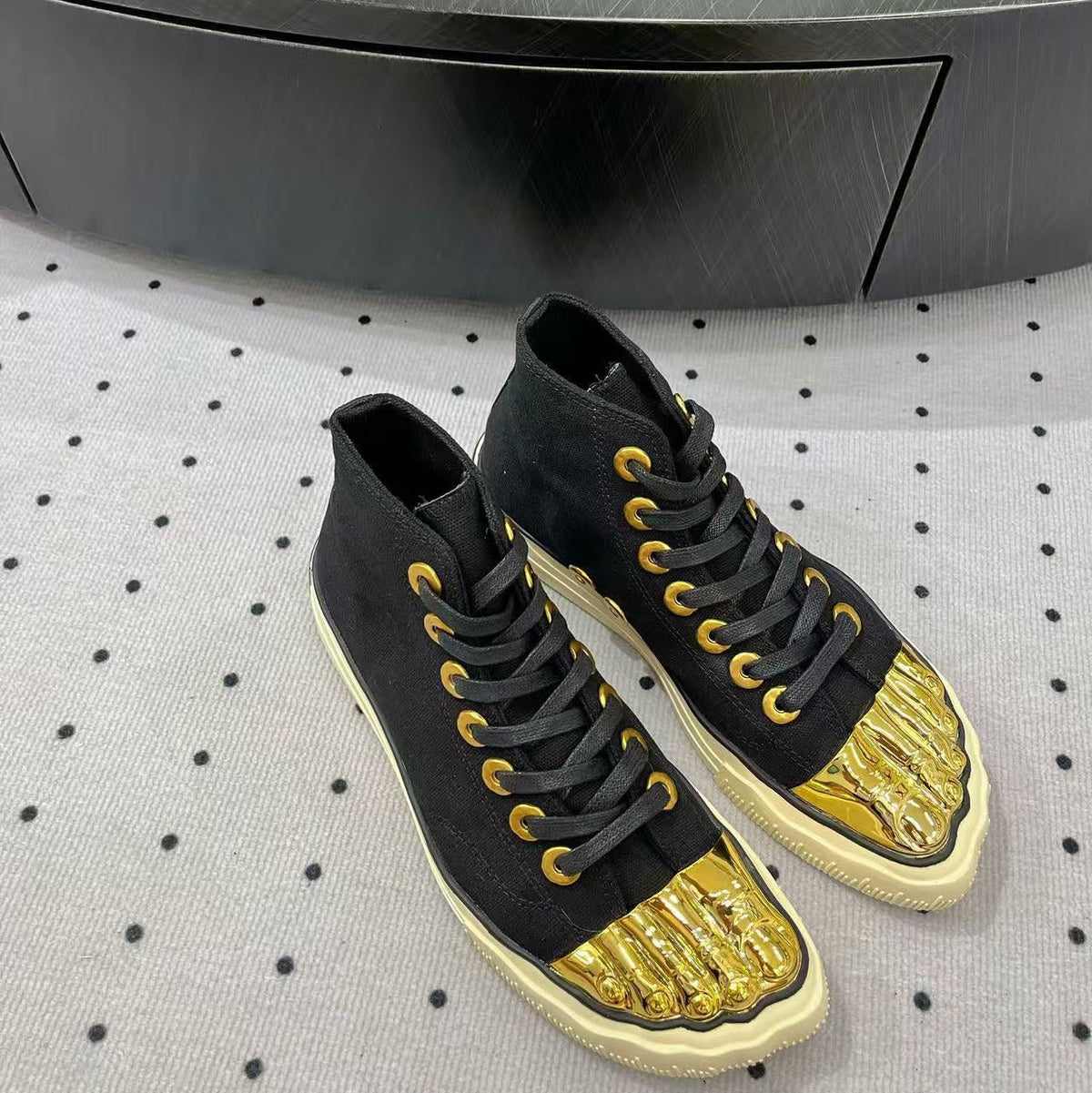MS Trompe l’Oeil Toe Cap Sneakers Fabric Metal