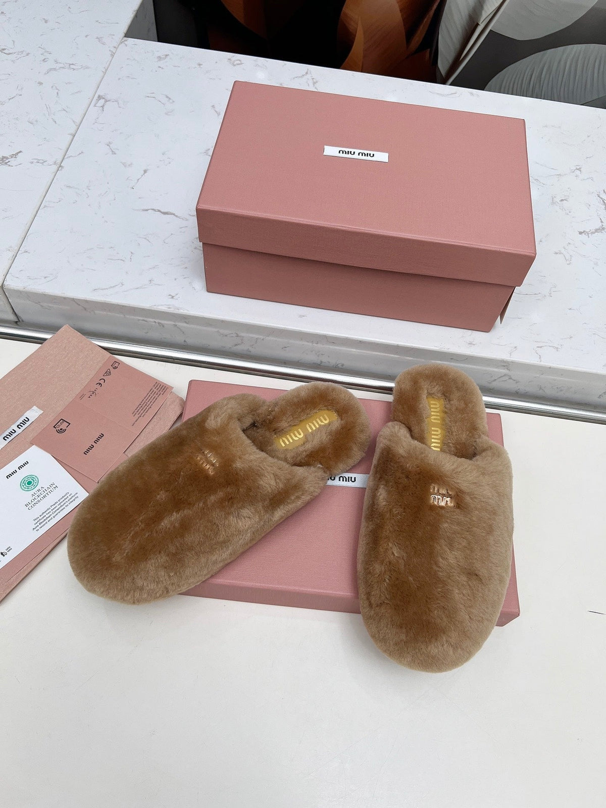 Miumiu 26S Mules Light Brown Shearling