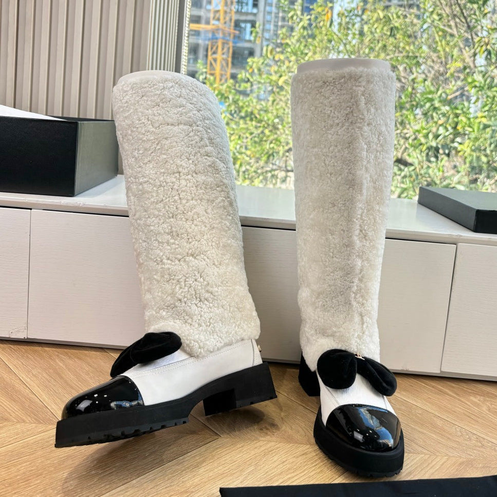 Chanel 2026 Coconeige Bow Boots Wool Cowhide 197168