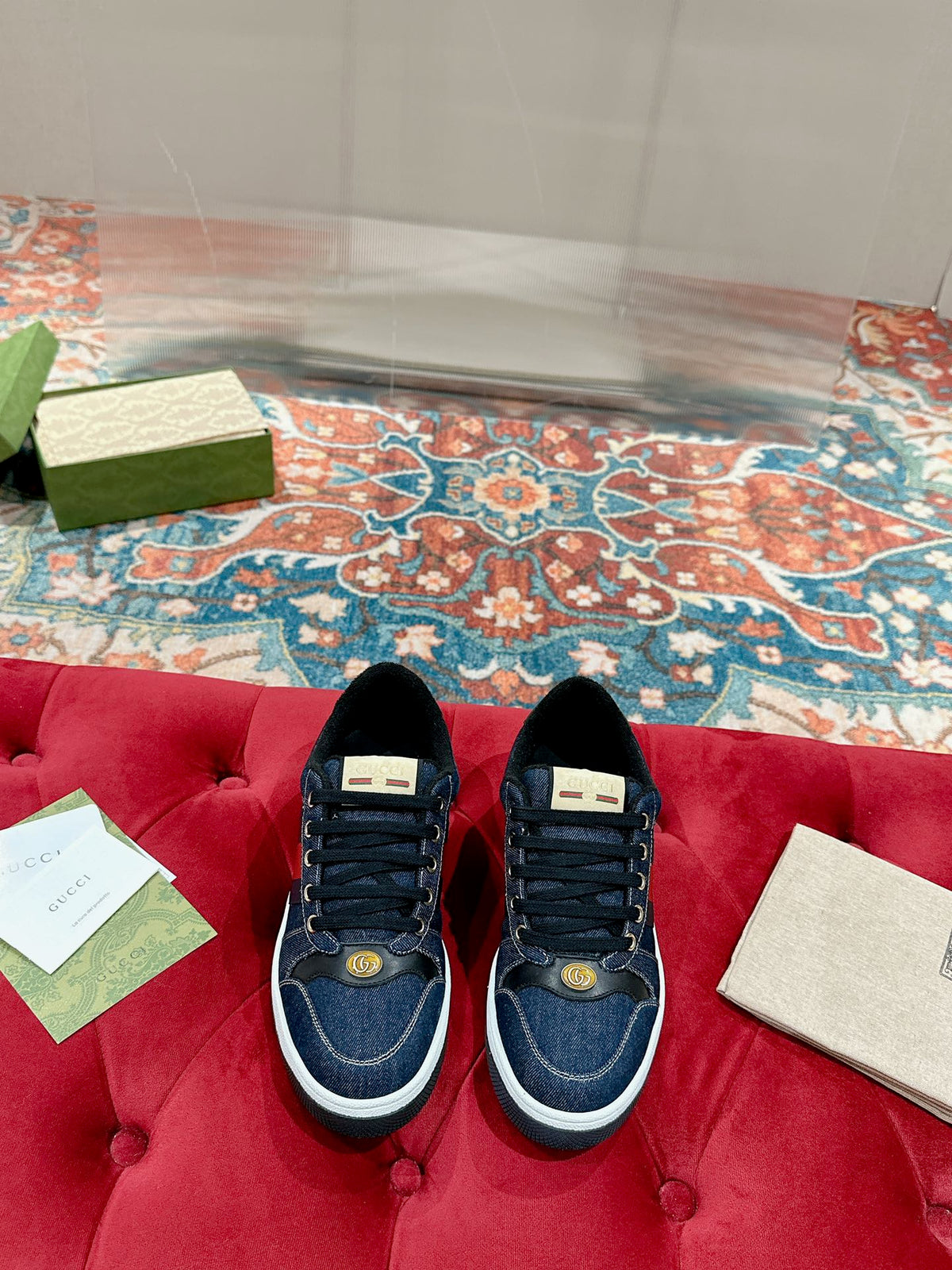 GG 26s Screener Sneaker Dark Blue Denim And Leather