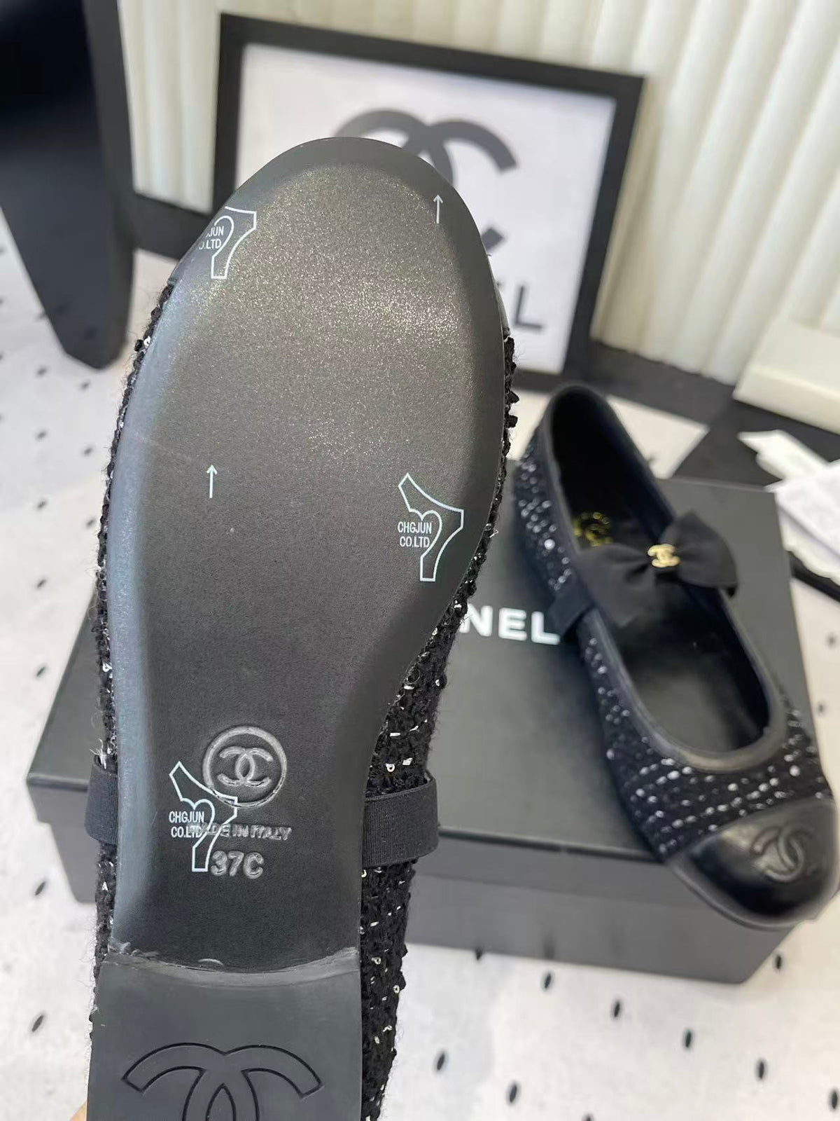 Chanel 2026 Bow Ballet Flat Black Tweed