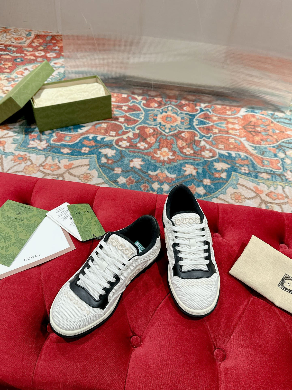 GG 26s Sneakers White Mesh Fabric And Black Calfskin