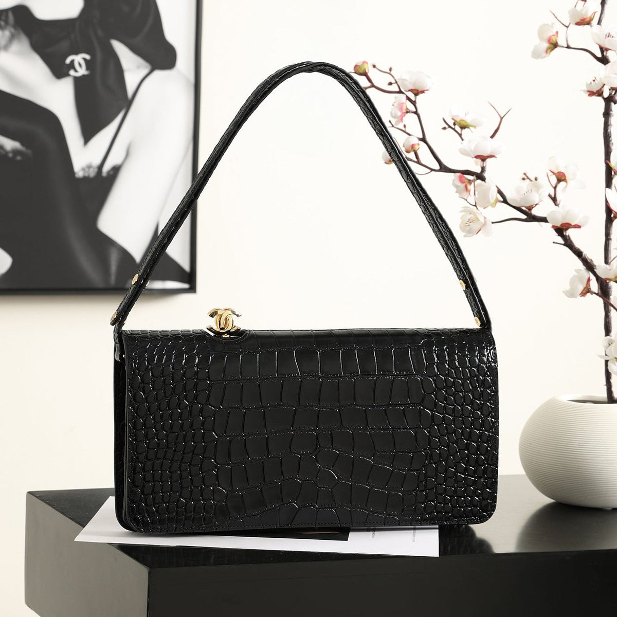 Chanel 2026 Vanity Clutch Bag 30cm Crocodile Embossed Leather