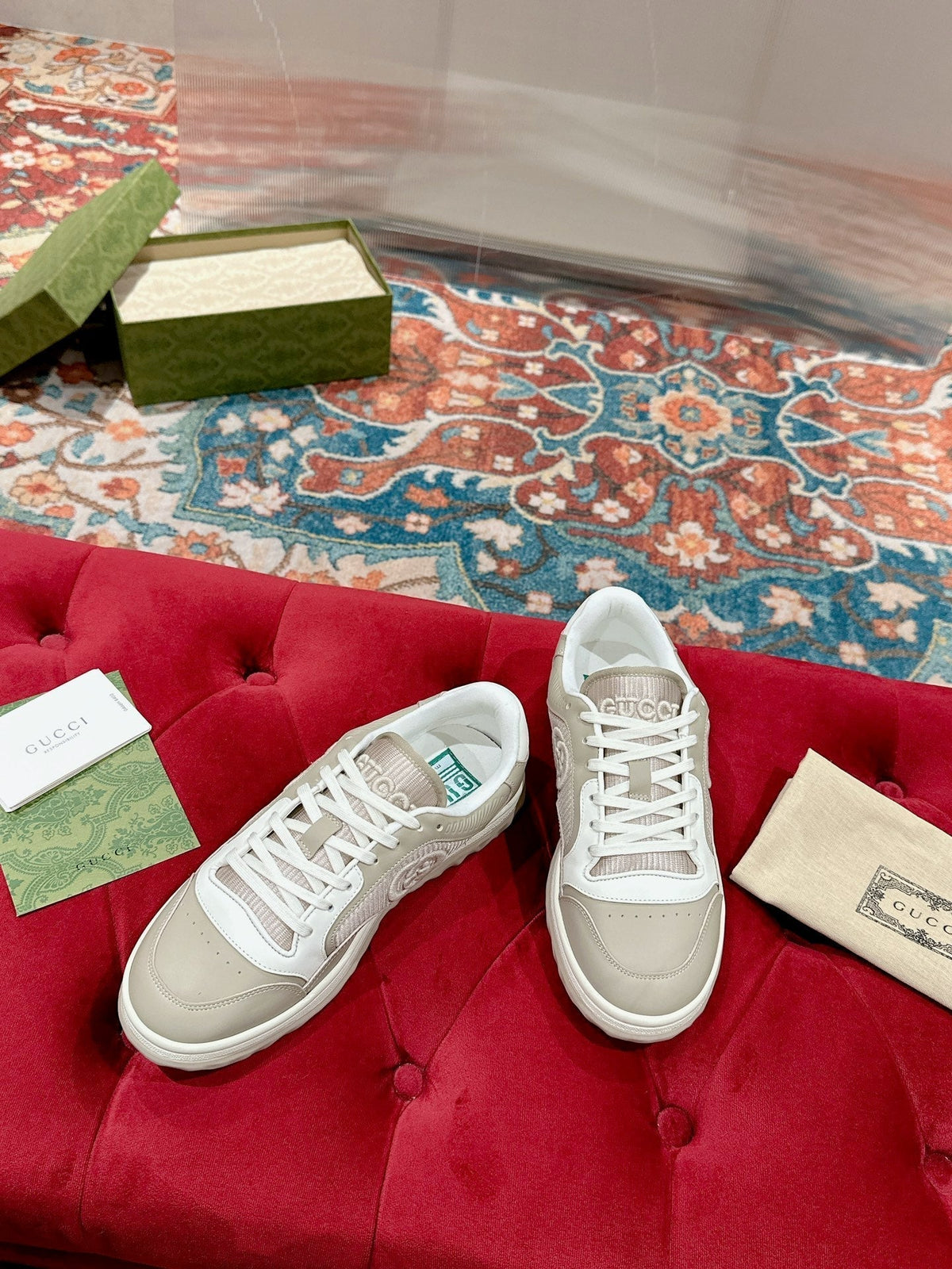 GG 26s Sneakers Beige Calfskin With Logo