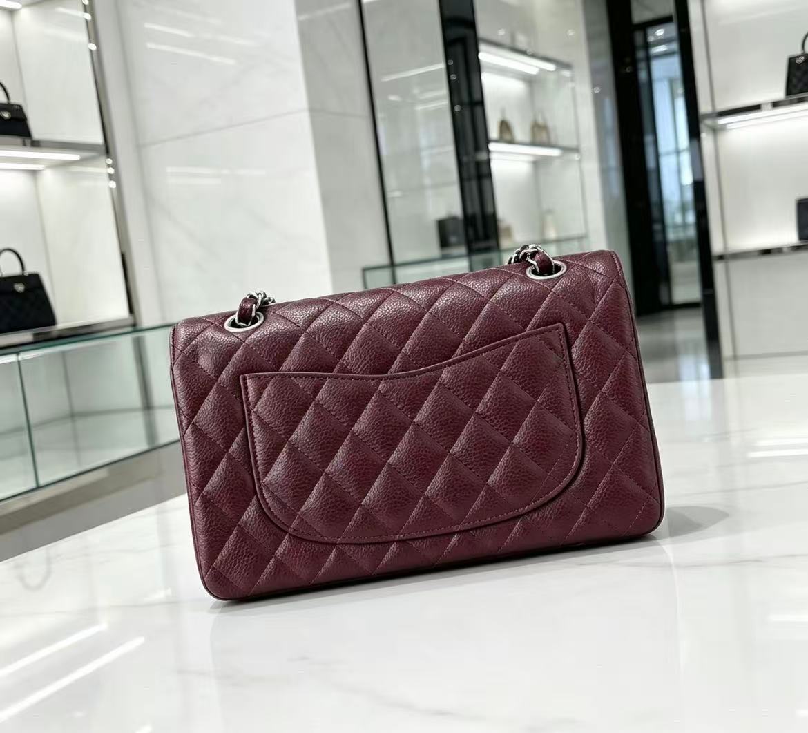CC Classic Jumbo 25.5cm Burgundy Lambskin Silver Hardware
