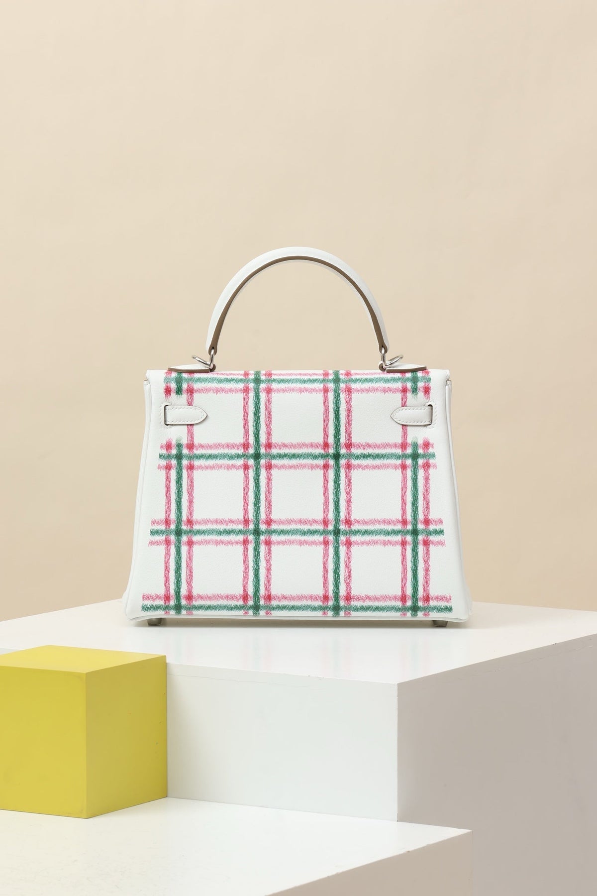 High-end Hermes 2026 Retourne Tartan Kelly Bag 25cm Swift Calfskin