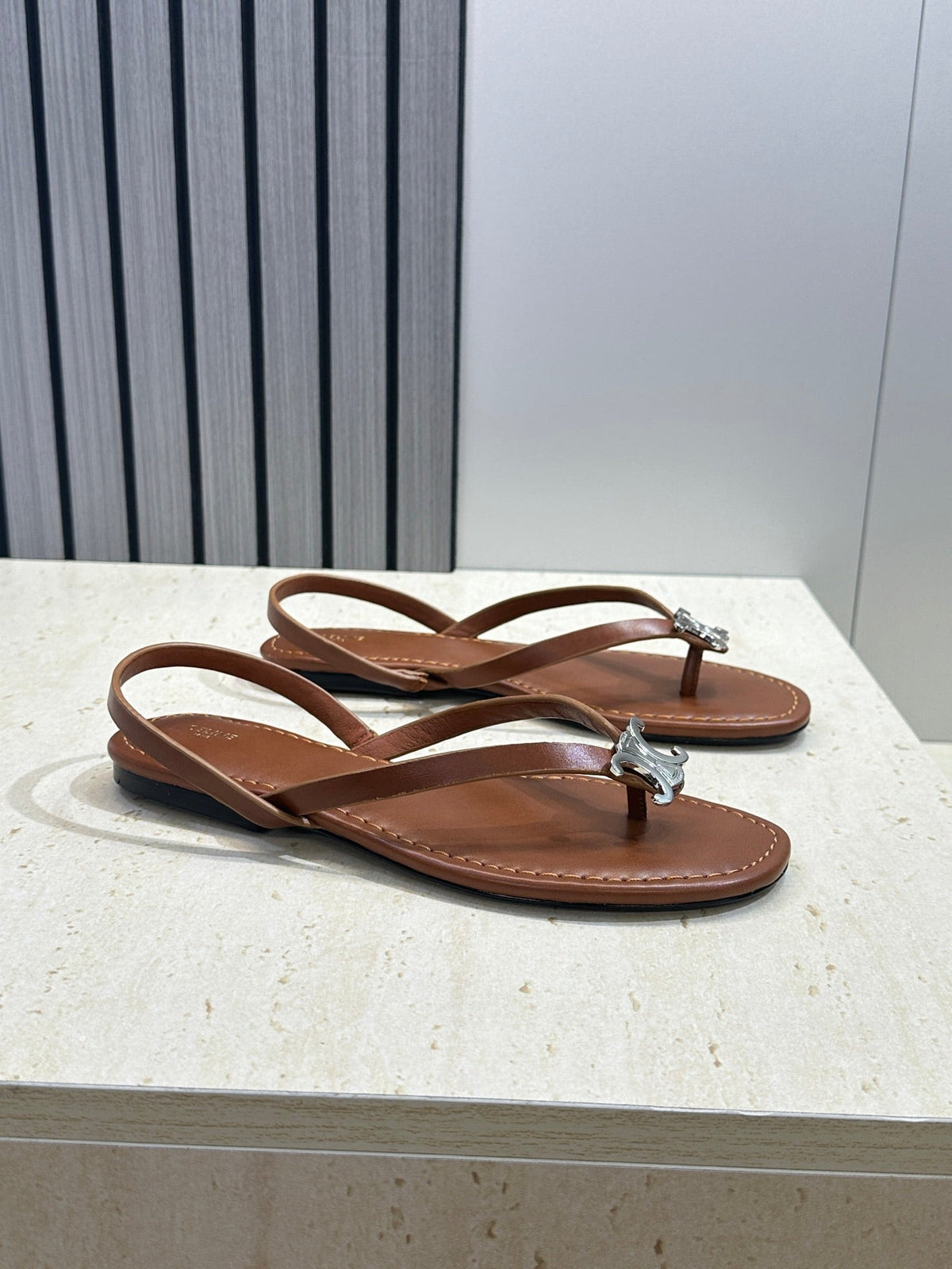 Celine 26s Thong Sandals Brown Calfskin 835194