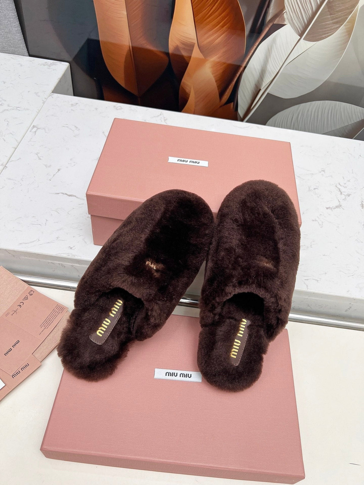 Miumiu 26S Mules Dark Brown Shearling