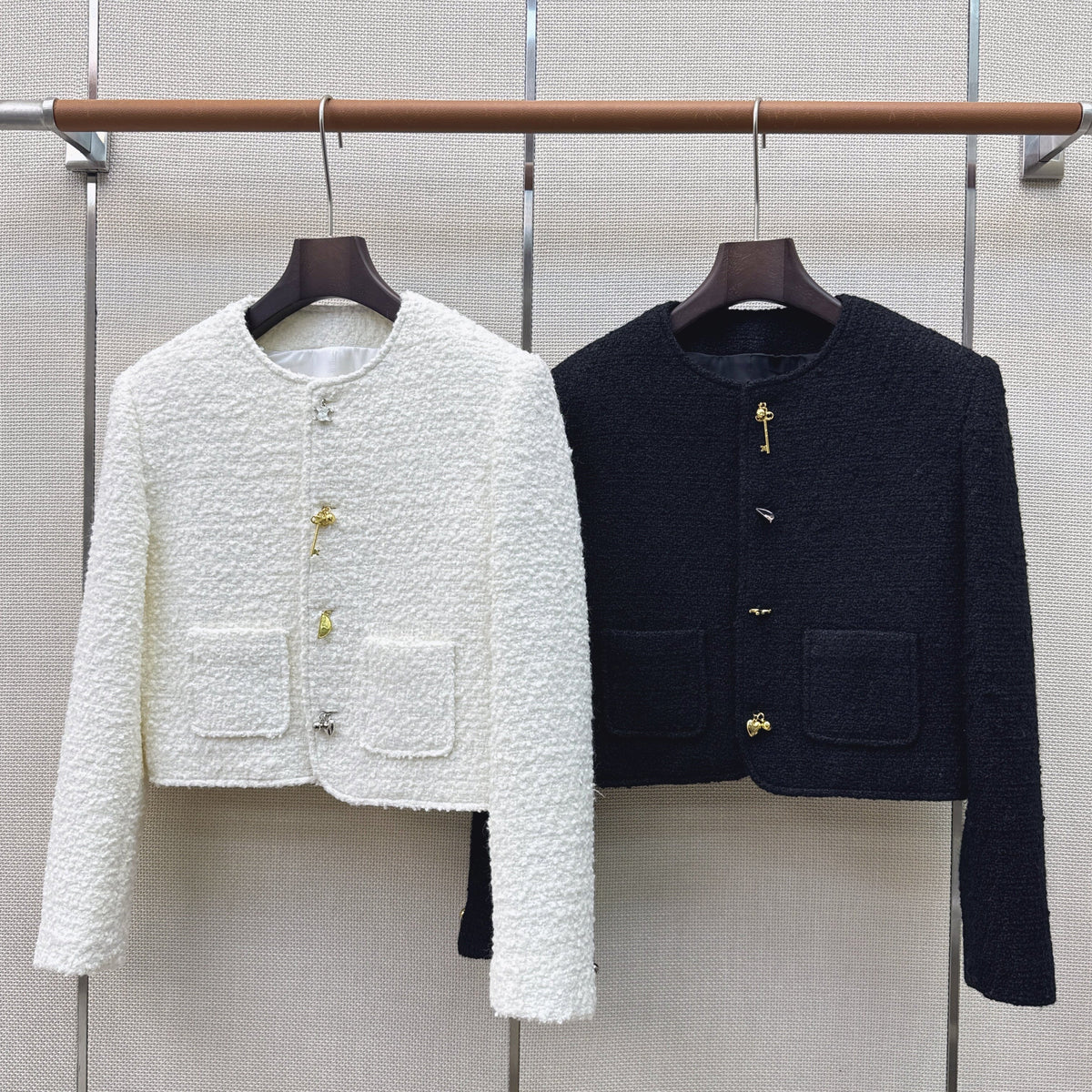 CC Cropped Tweed Jacket Wool Blend