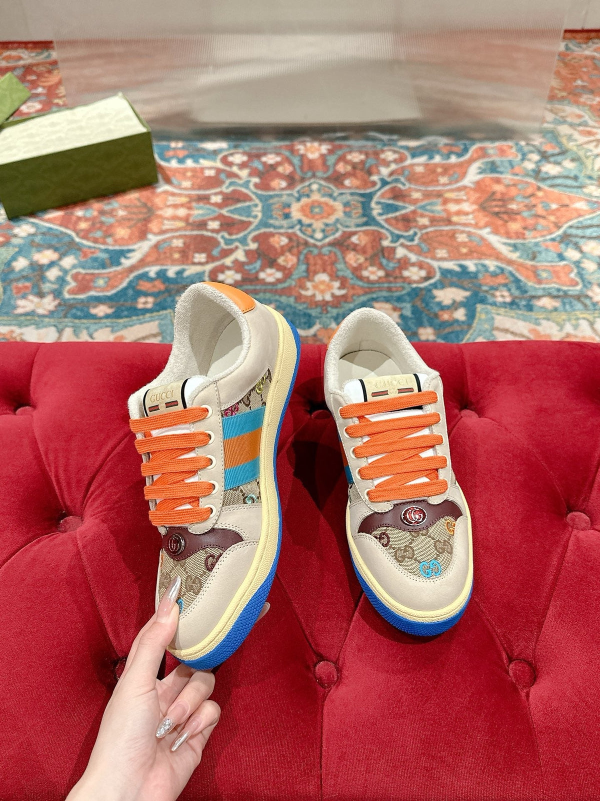 GG 26s Screener Sneaker Multicolor Suede And Canvas Style 2