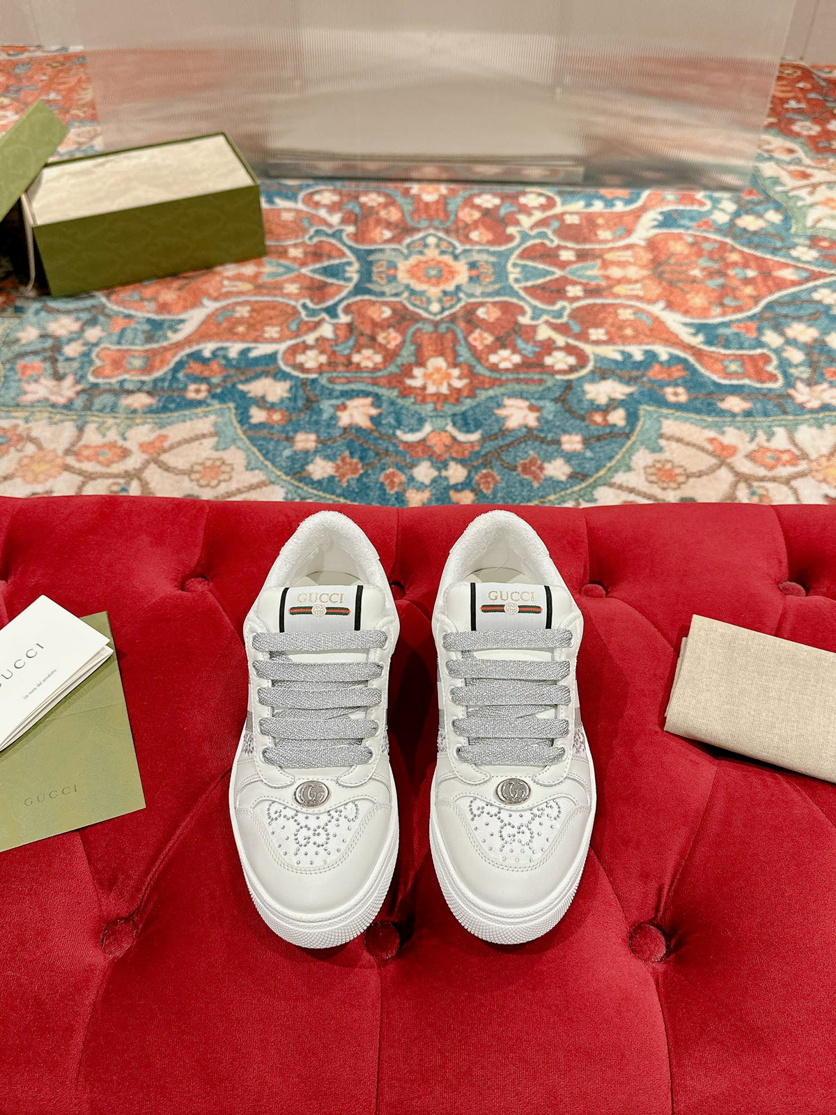 GG 26s Screener Sneaker White Calfskin