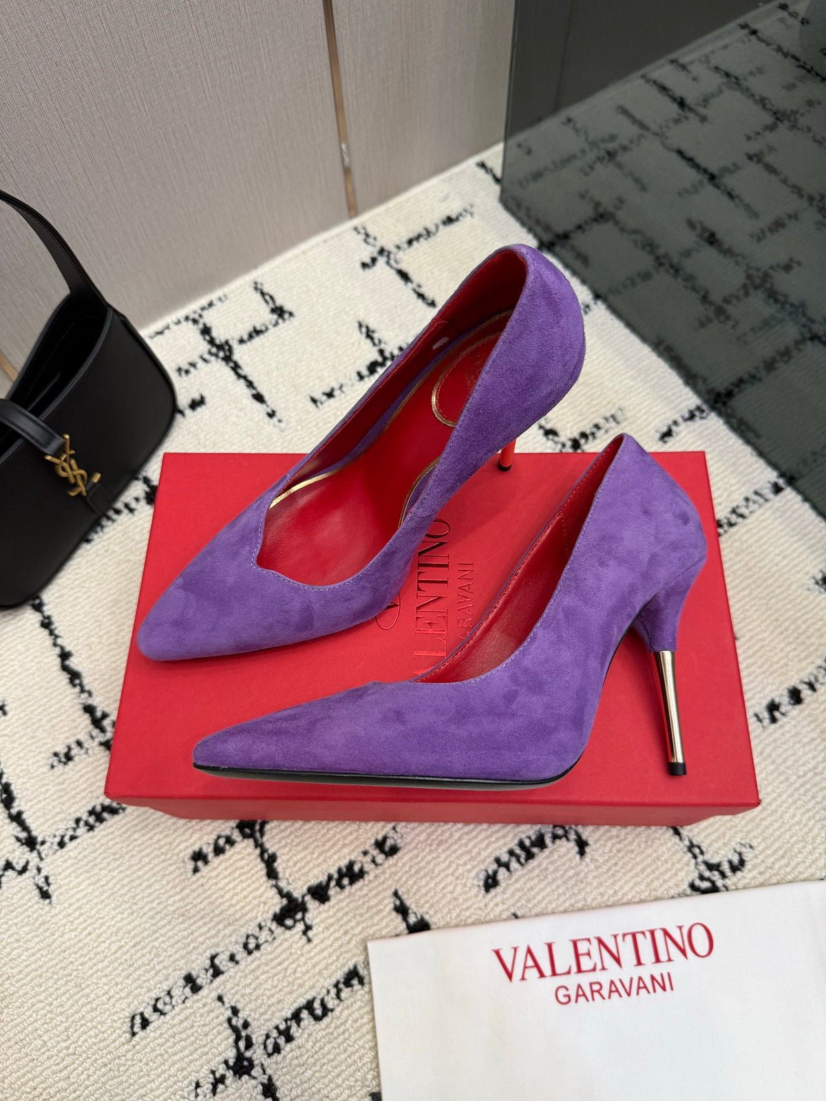 Valentino 26S High Heels 10cm In Purple Suede