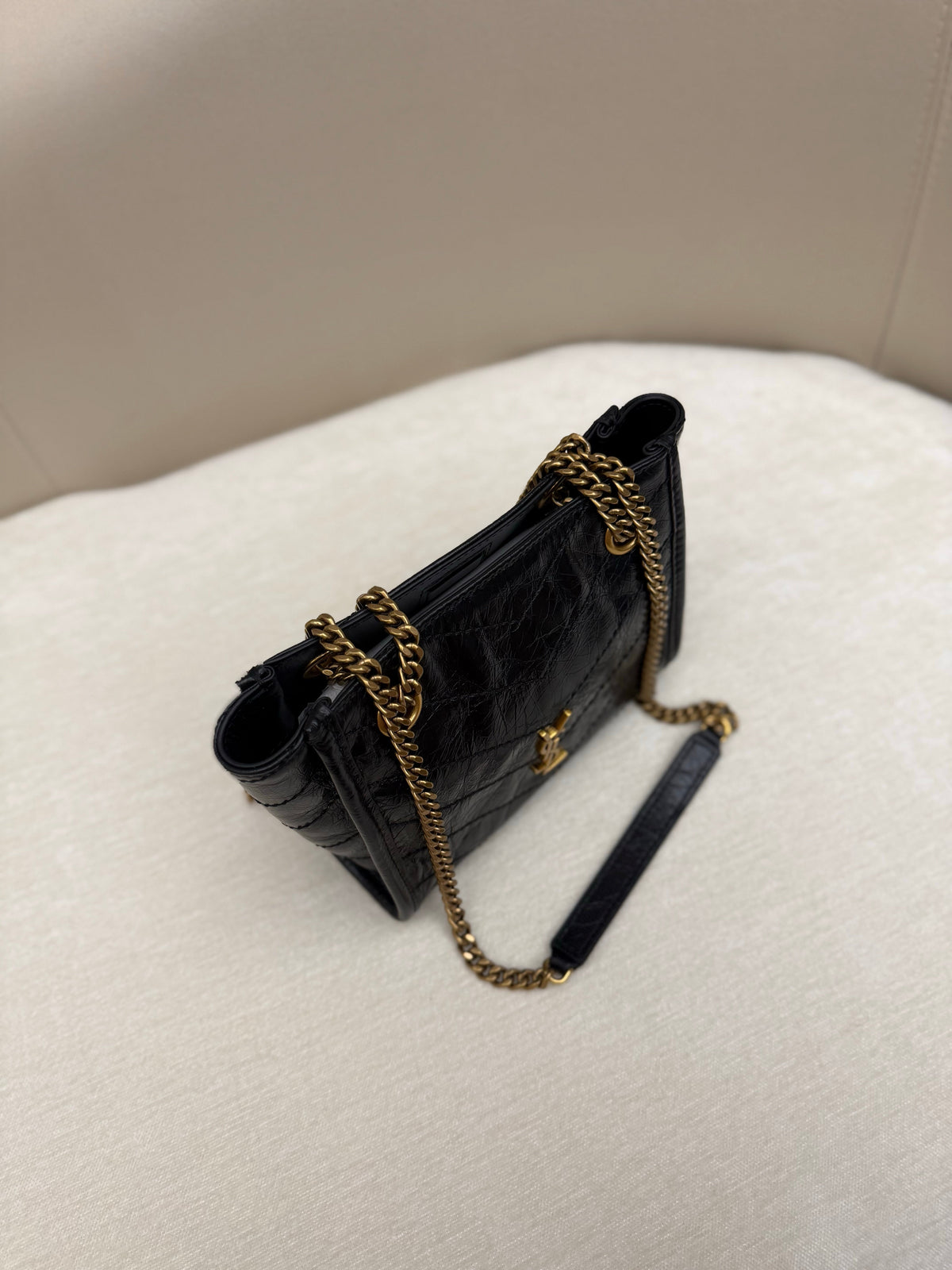 YSL 2026 Niki Mini Shopping Bag 19cm Gold Hardware Leather
