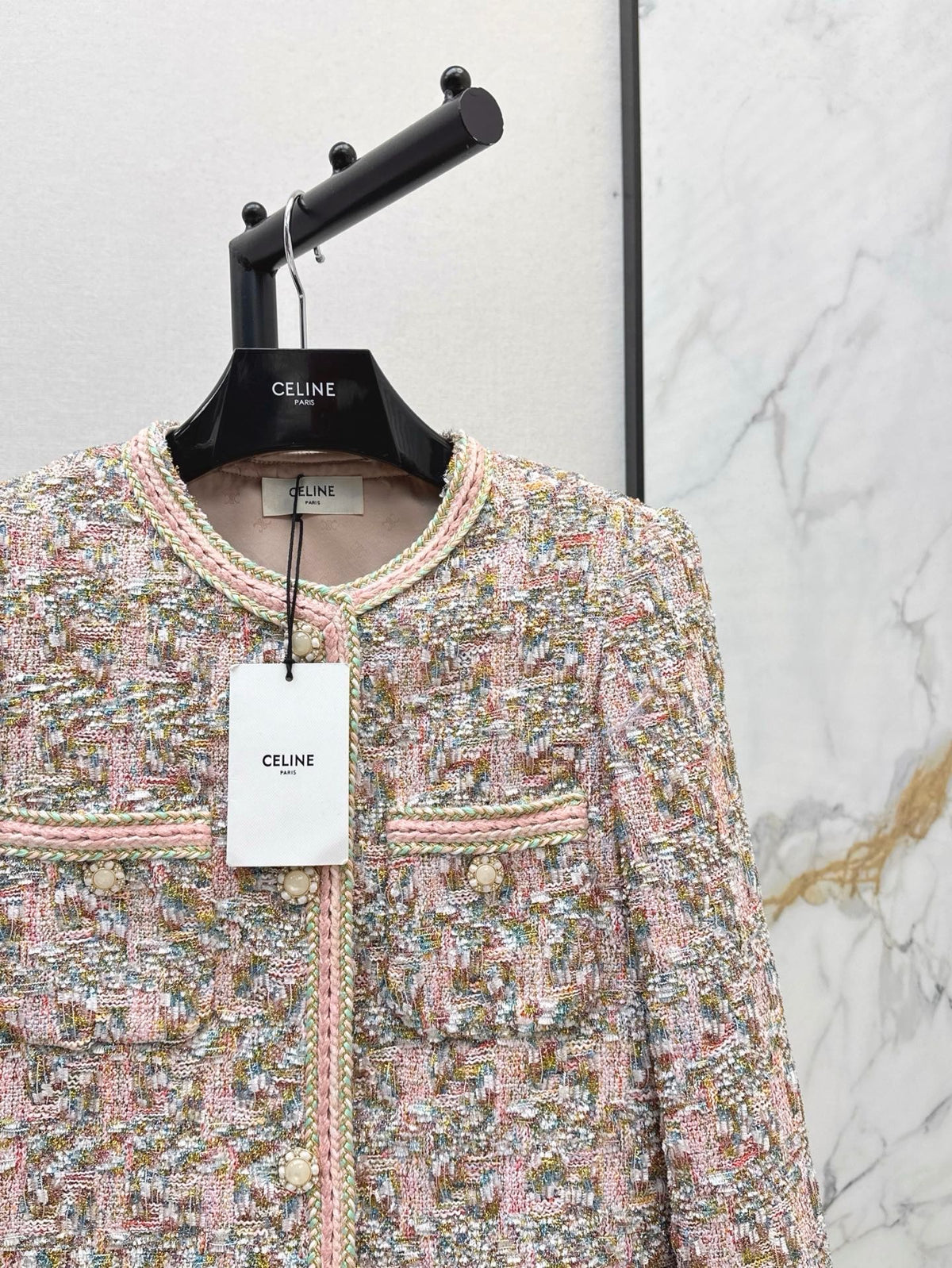 Celine 2026 Self-Portrait Jacket Pink Tweed