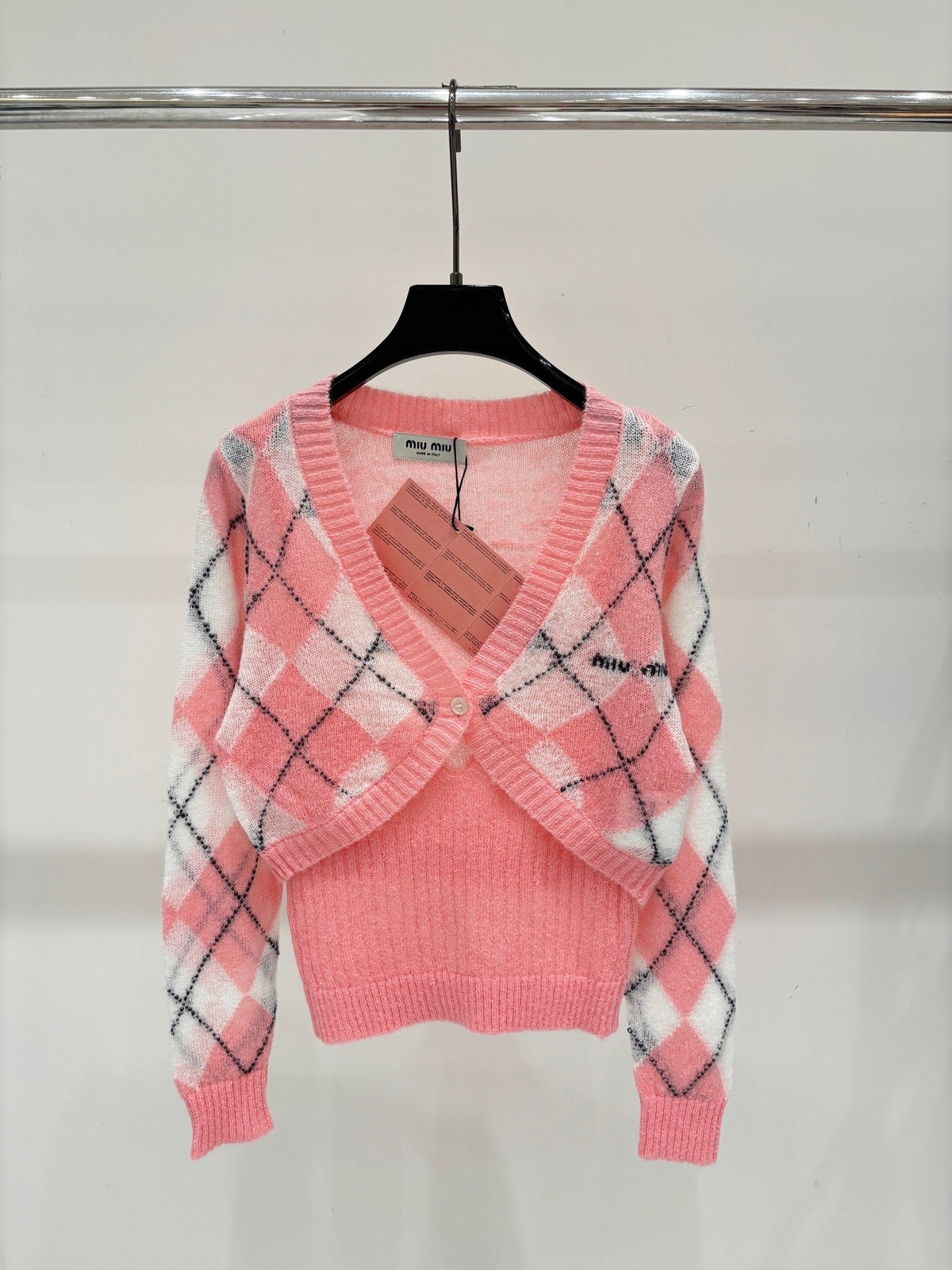 Miu 2026 Argyle Cardigan Knit 431816