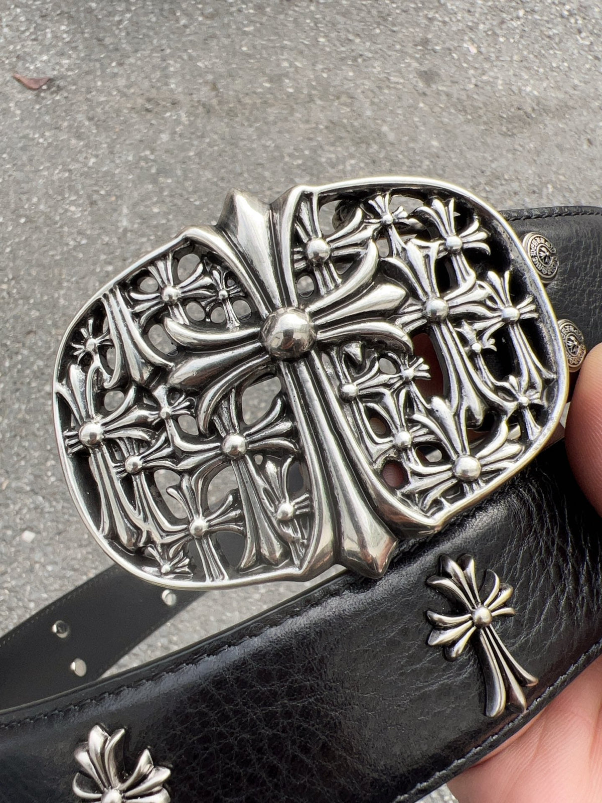 CH Gothic Sword Buckle Belt 3.8cm Black Cowhide Leather 203198